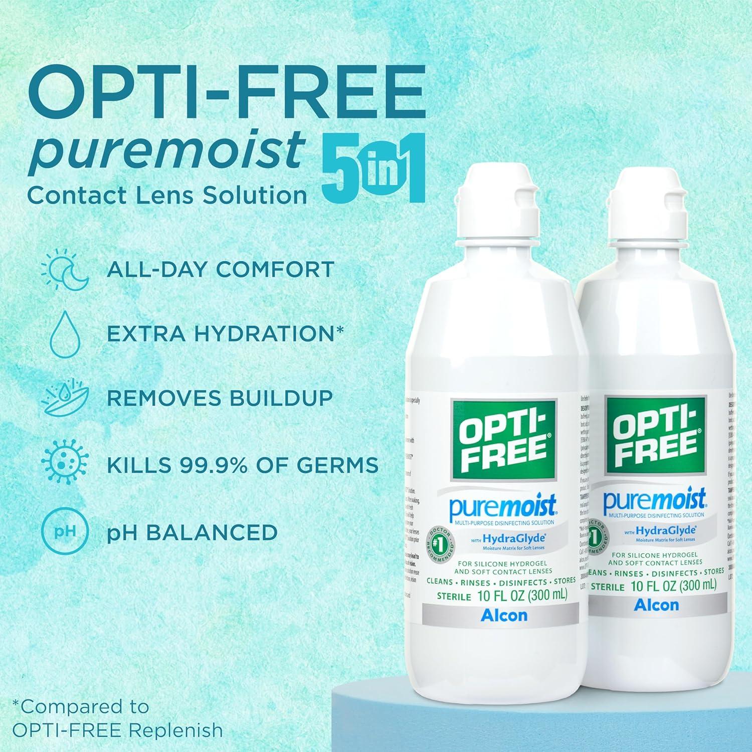 Opti-Free Puremoist Solución Limpiadora para Lentes 2x10oz