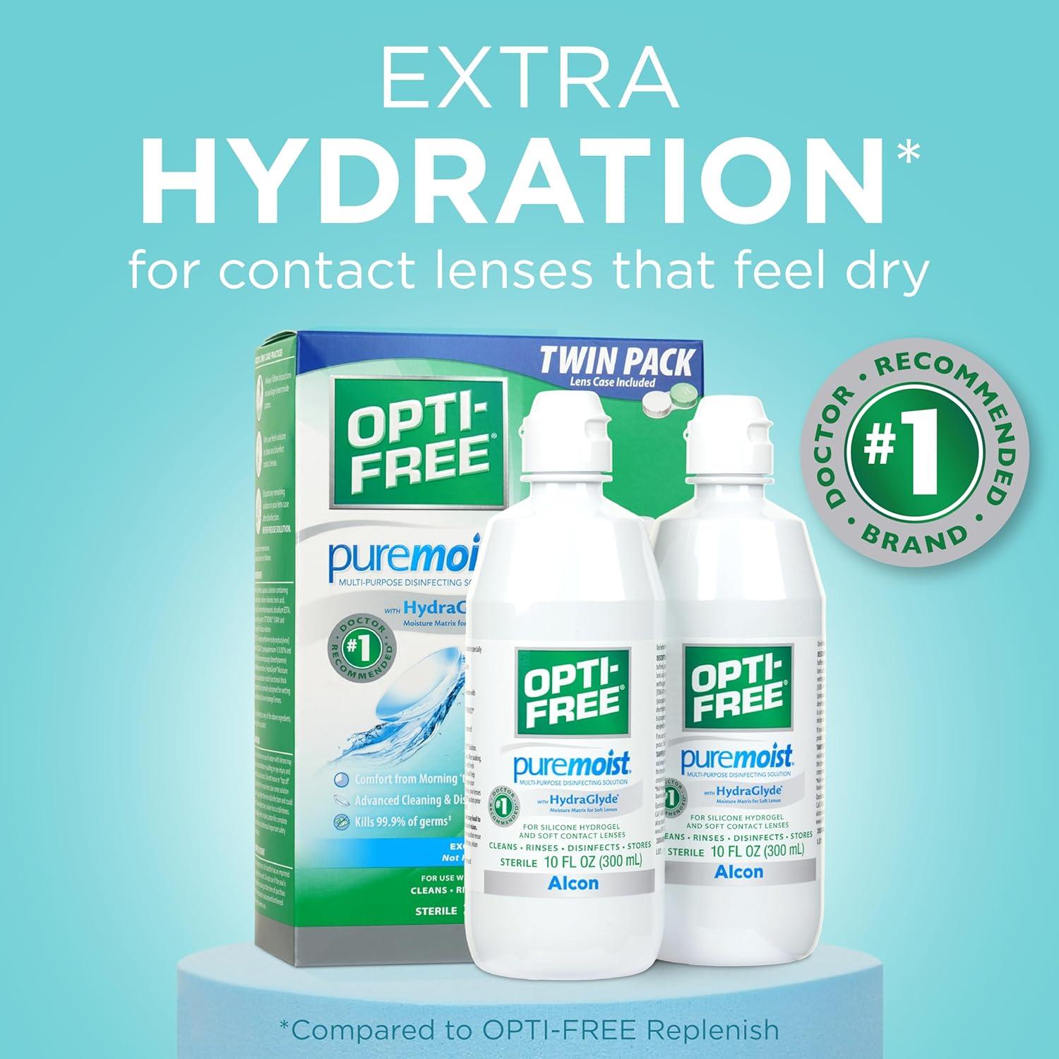 Opti-Free Puremoist Solución Limpiadora para Lentes 2x10oz