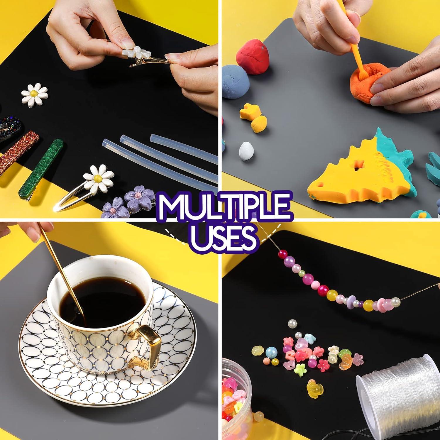 LEOBRO Alfombrilla de Silicona 2 Piezas 29.69x20.99cm Gris y Negro