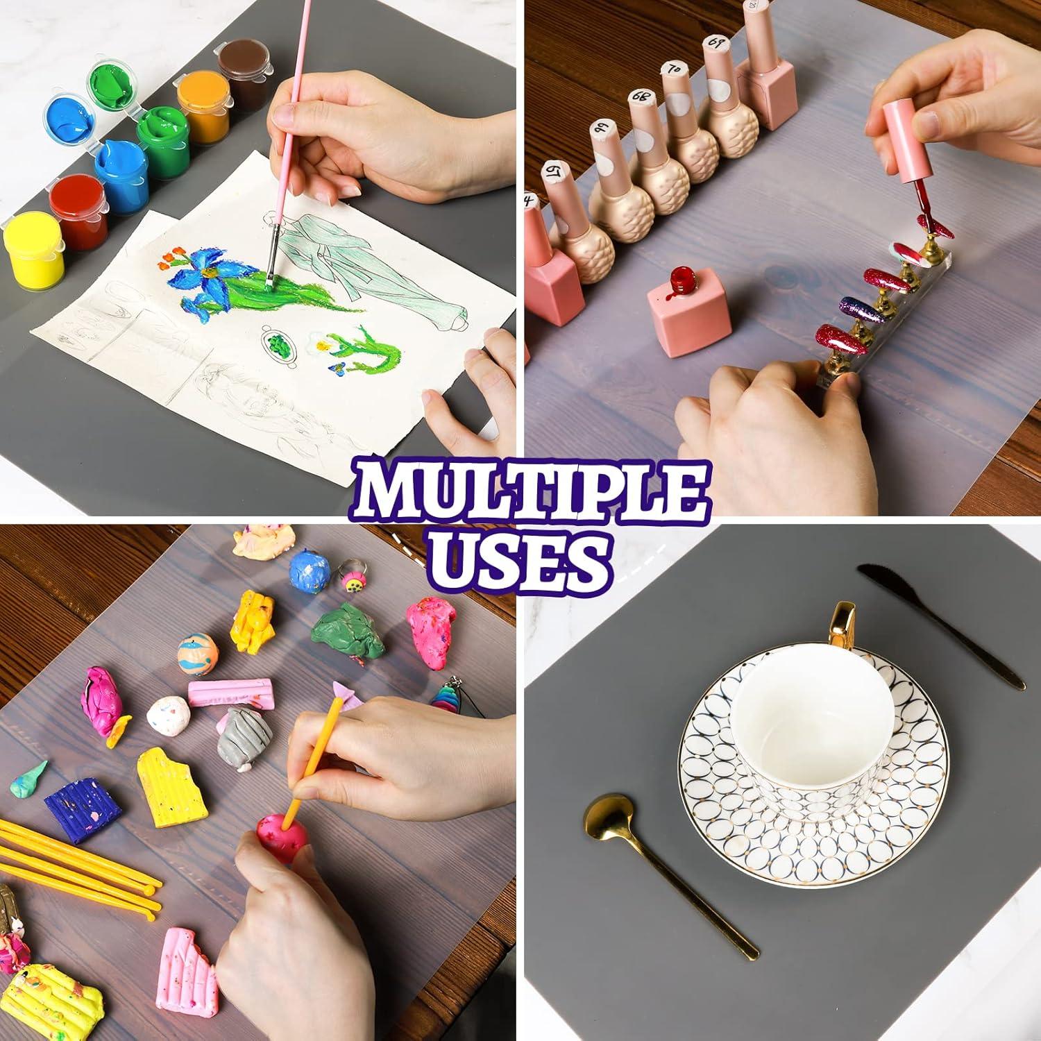 Tapetes de Silicona LEOBRO 2 Piezas 40x29.7cm Gris y Transparente