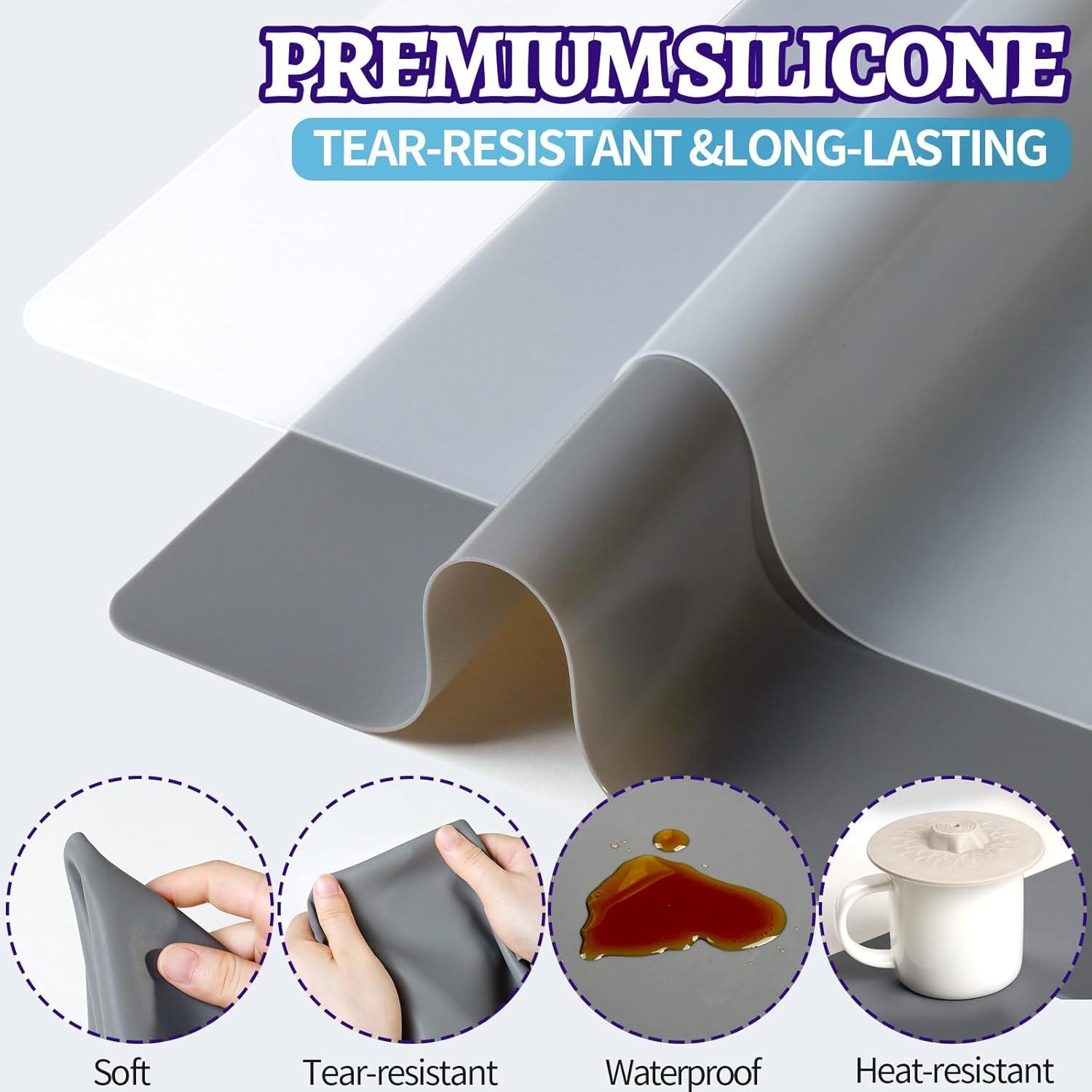 Tapetes de Silicona LEOBRO 2 Piezas 40x29.7cm Gris y Transparente