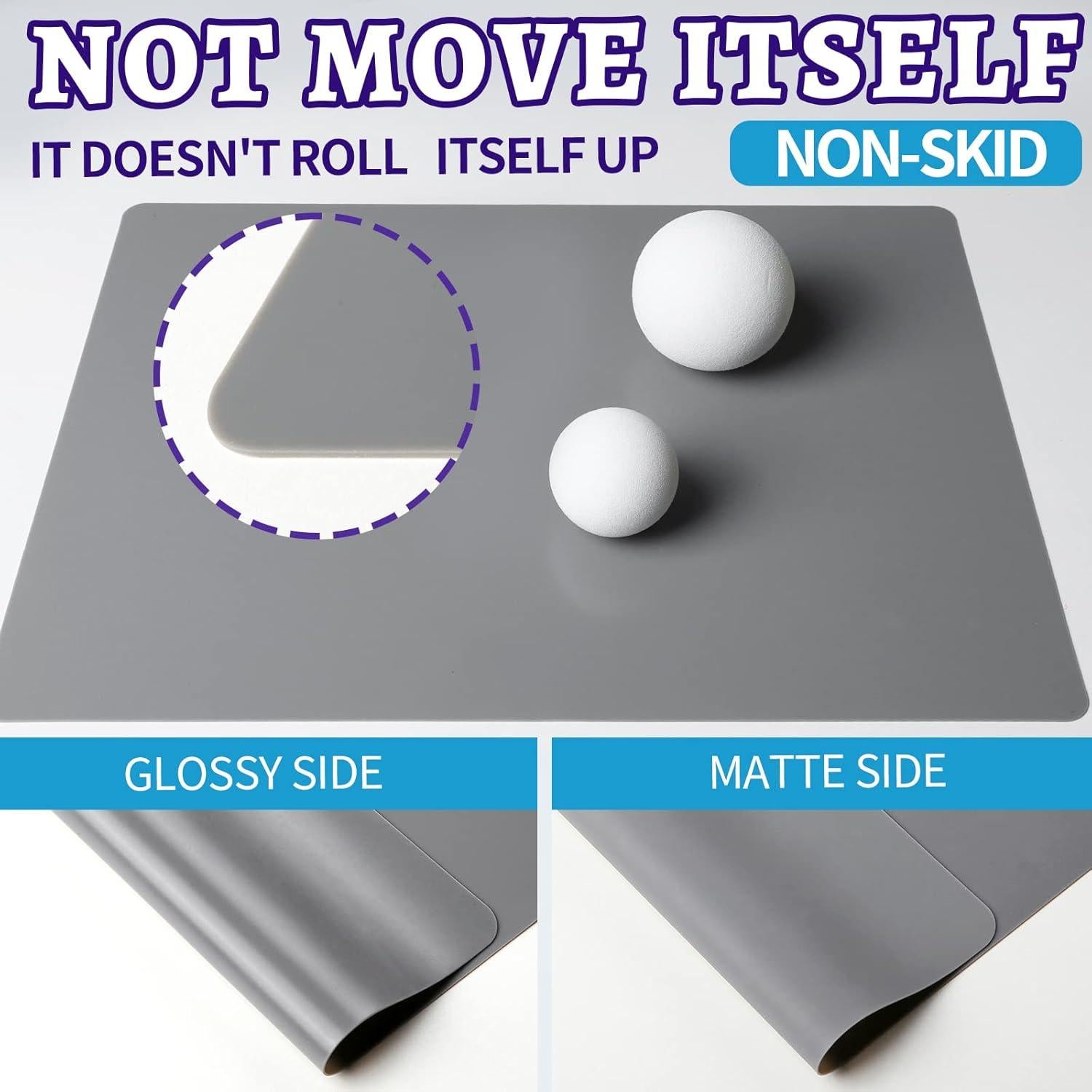 Tapetes de Silicona LEOBRO 2 Piezas 40x29.7cm Gris y Transparente