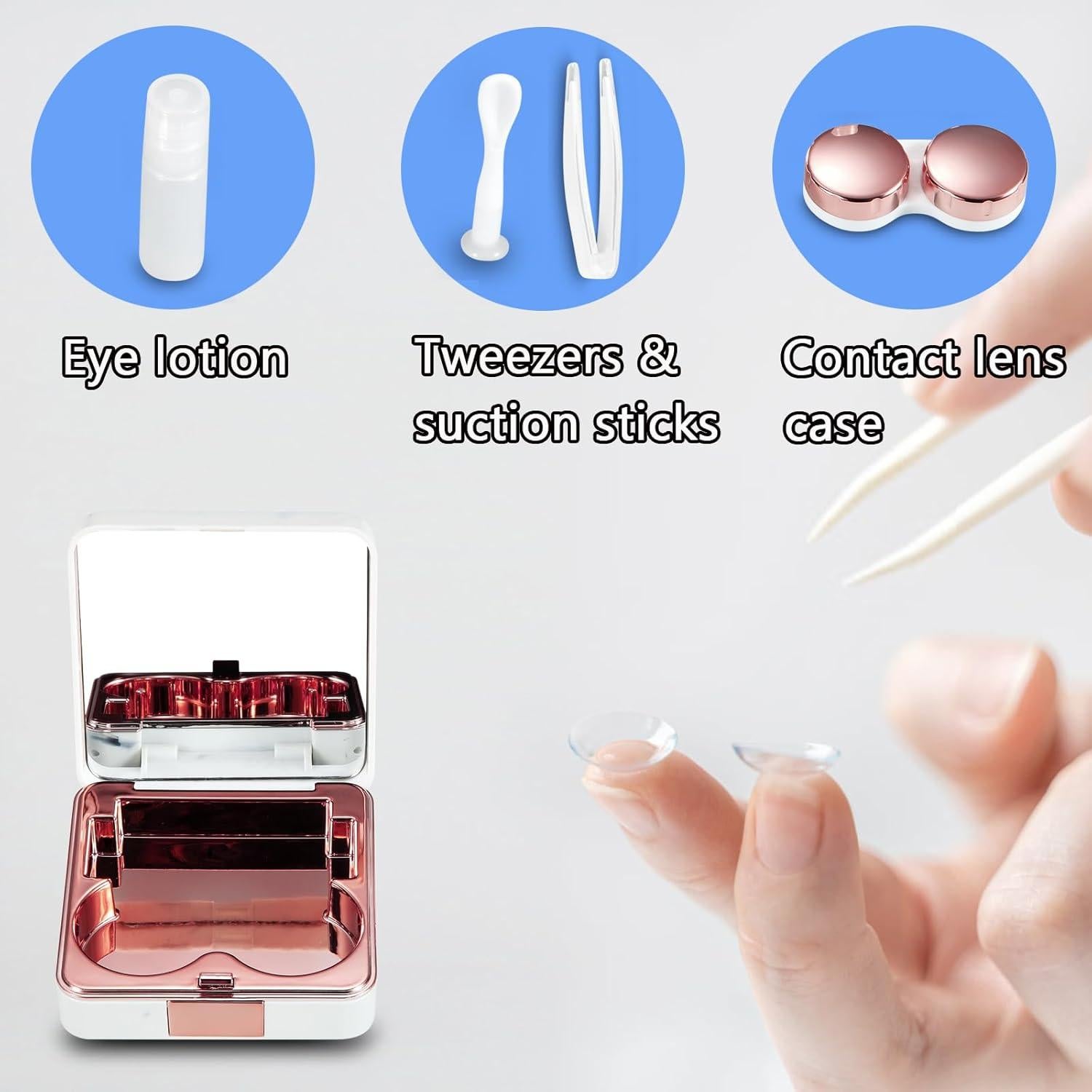 Estuche 2 en 1 para Gafas y Lentes de Contacto MUQING Rosa