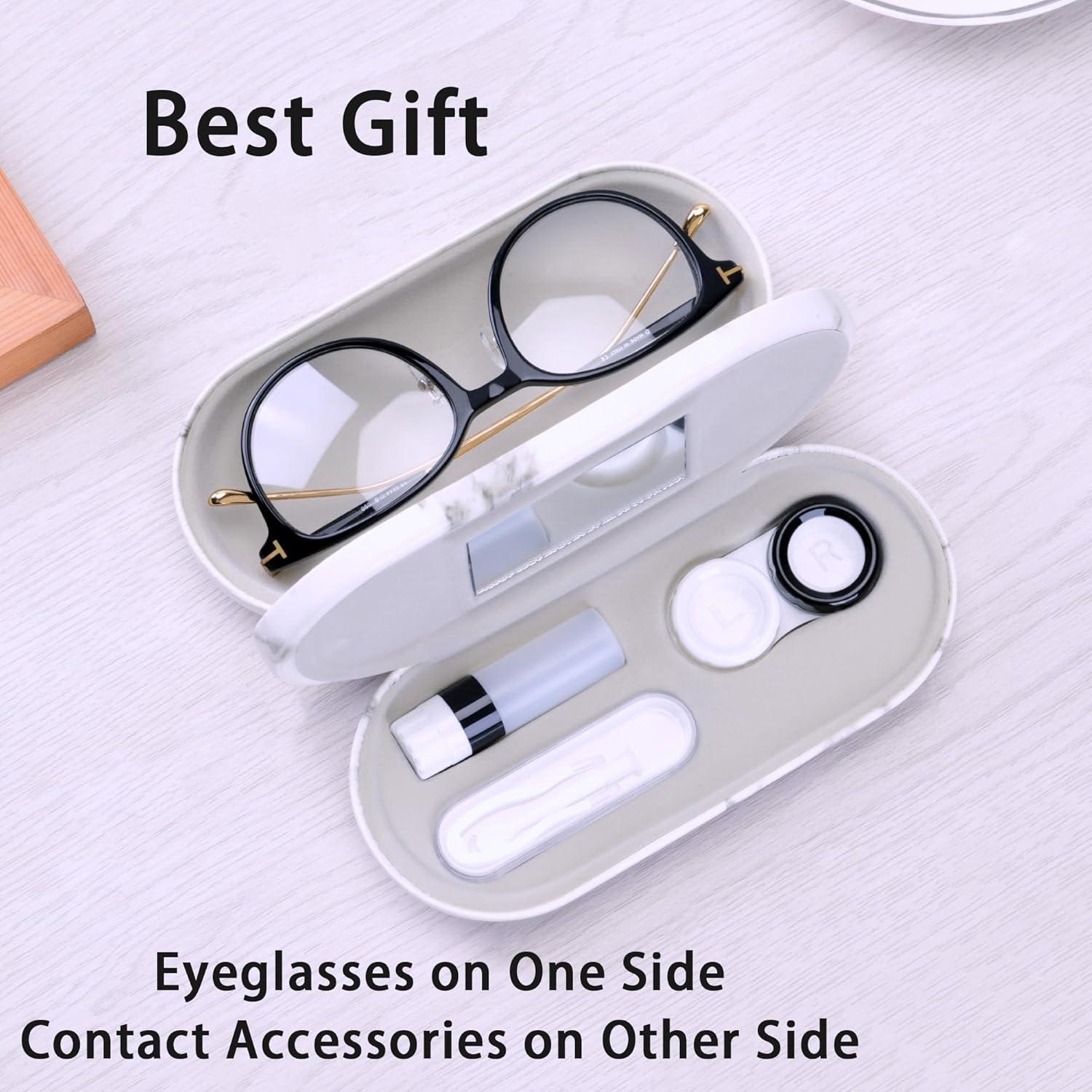 Estuche 2 en 1 Muf para Lentes de Contacto y Gafas - Mármol Negro y Blanco