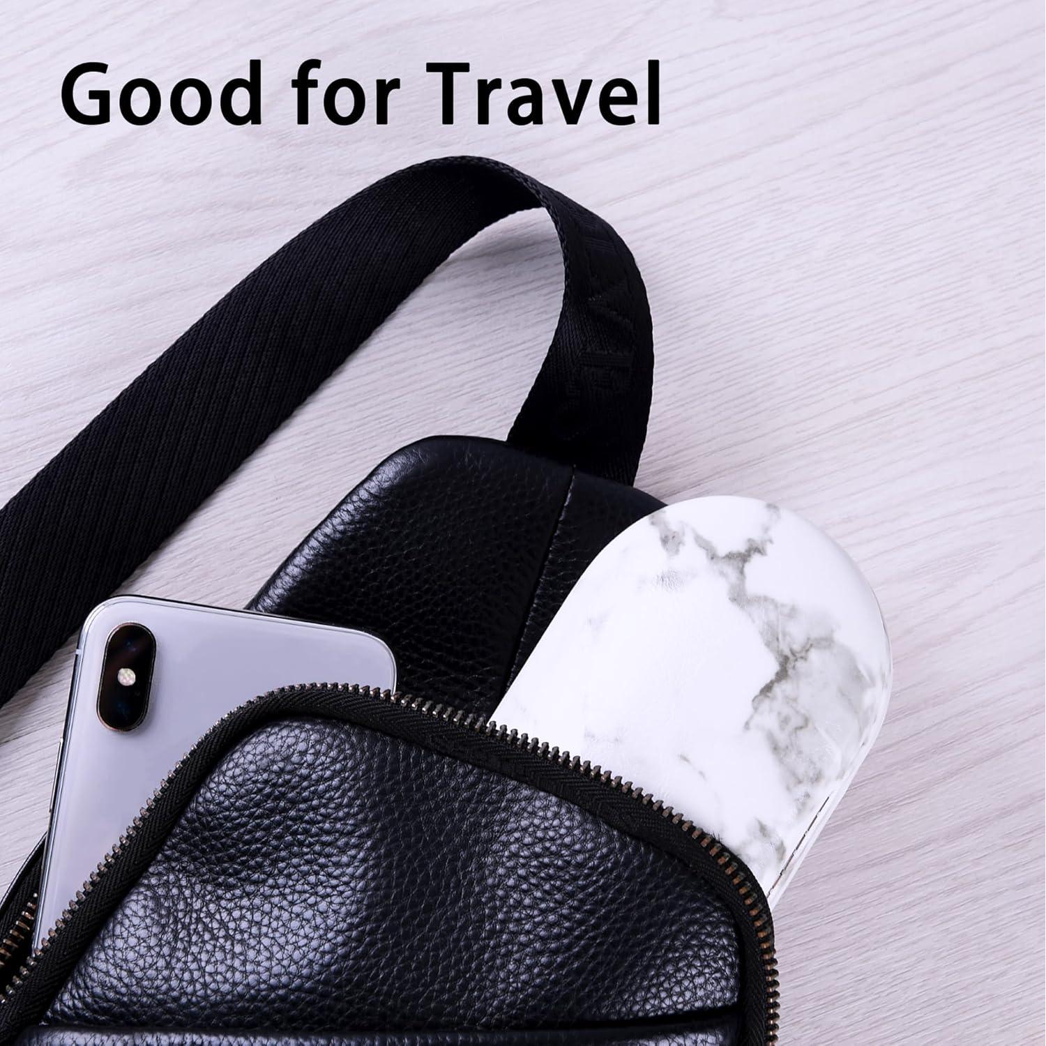 Estuche 2 en 1 Muf para Lentes de Contacto y Gafas - Mármol Negro y Blanco