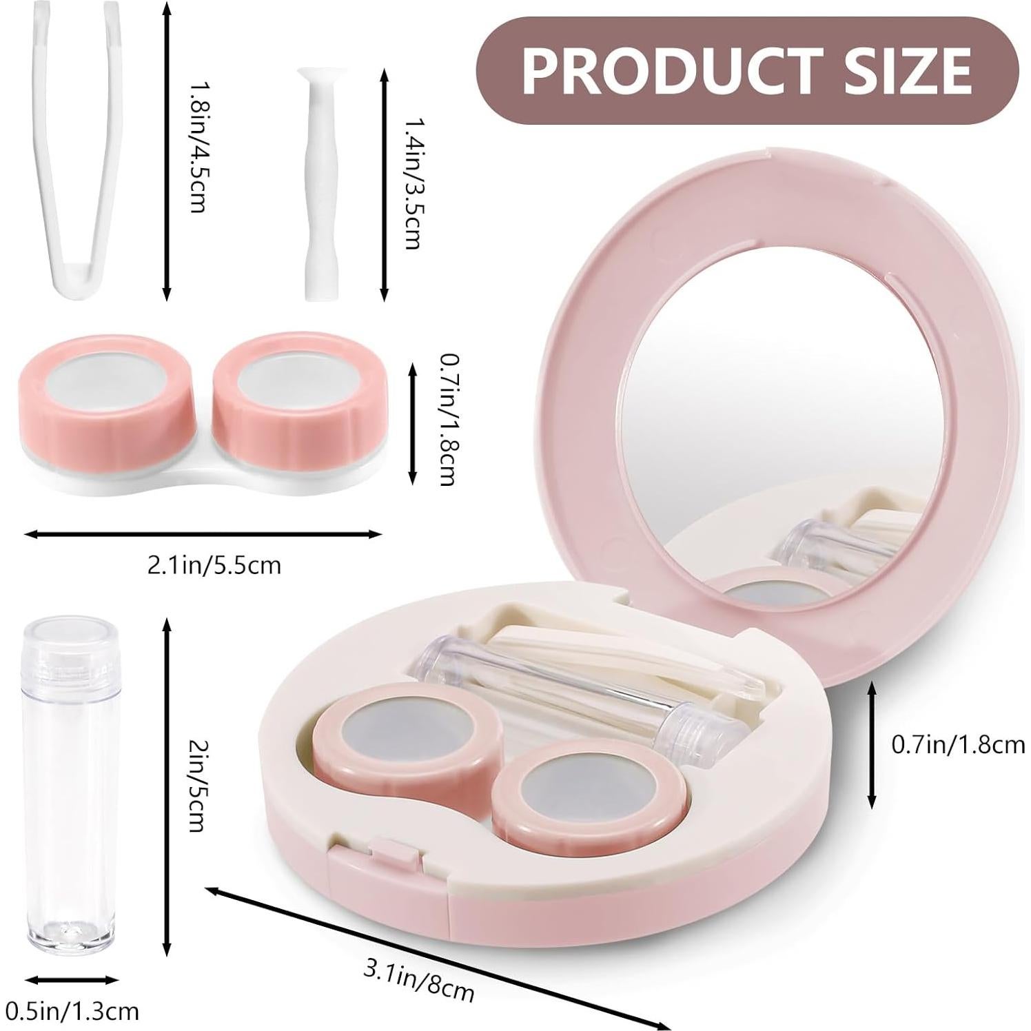 Kit de Estuche de Lentes de Contacto Rosa 5 en 1 - Viaje