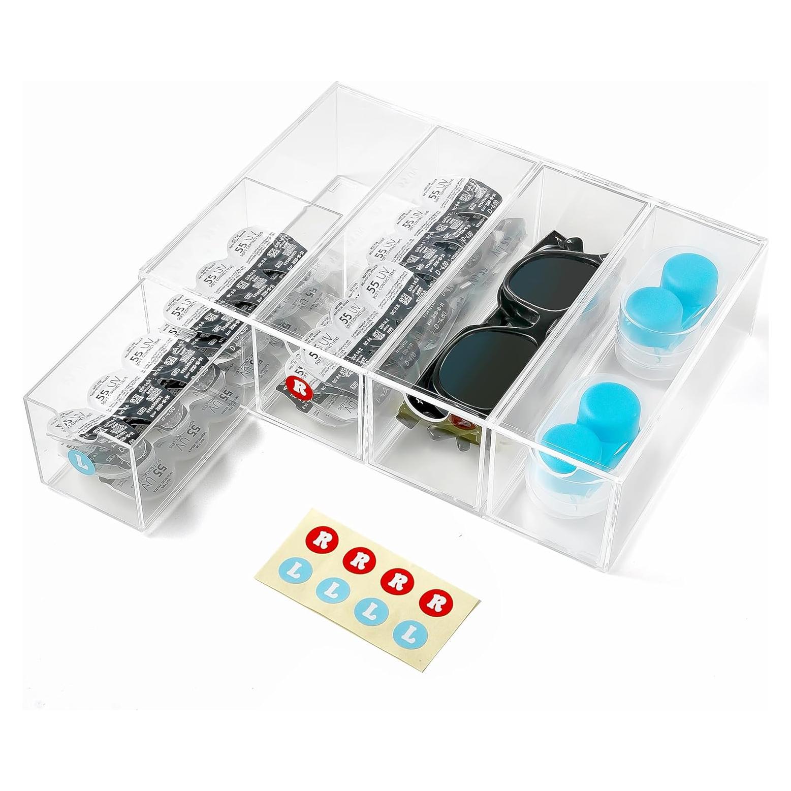 Organizador de Lentes de Contacto FQDGTFA con Etiquetas R y L