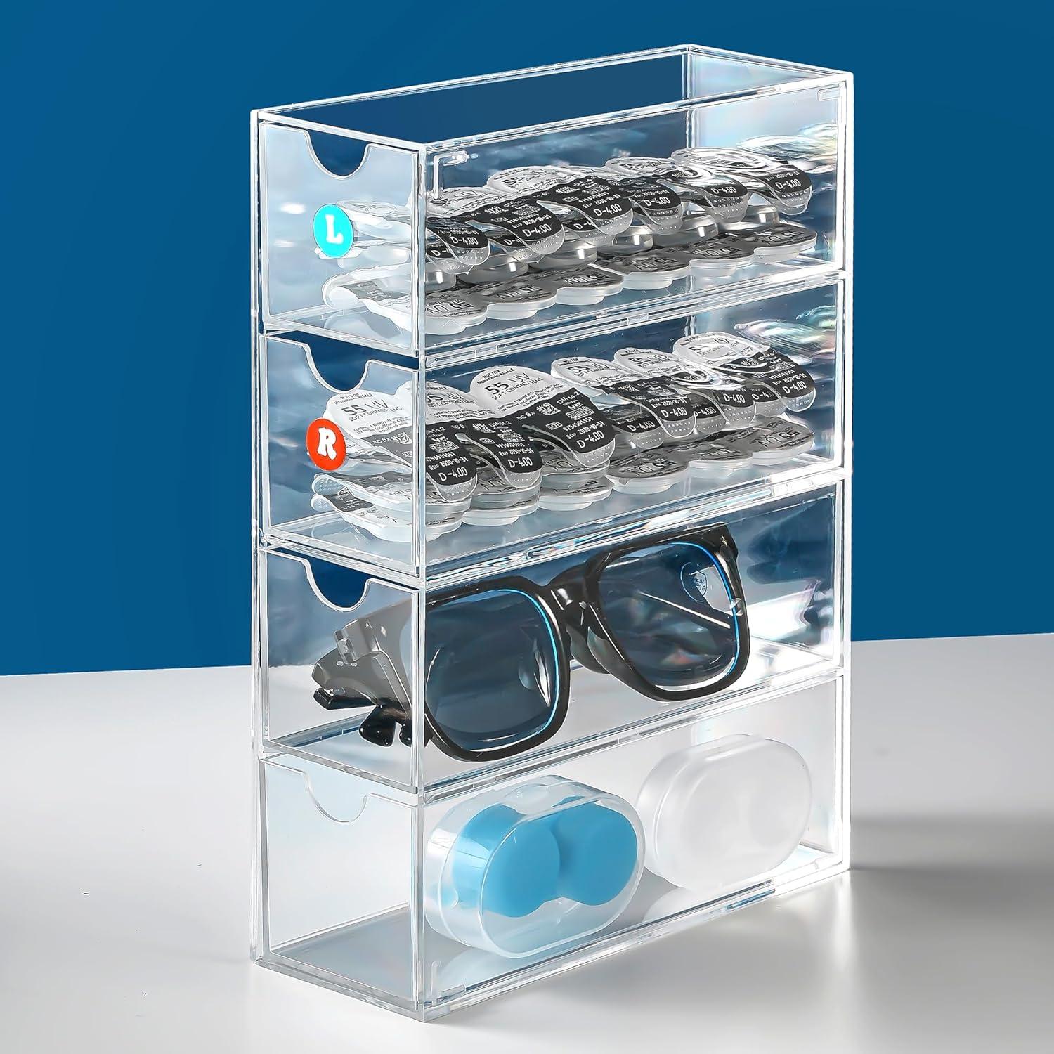 Organizador de Lentes de Contacto FQDGTFA con Etiquetas R y L