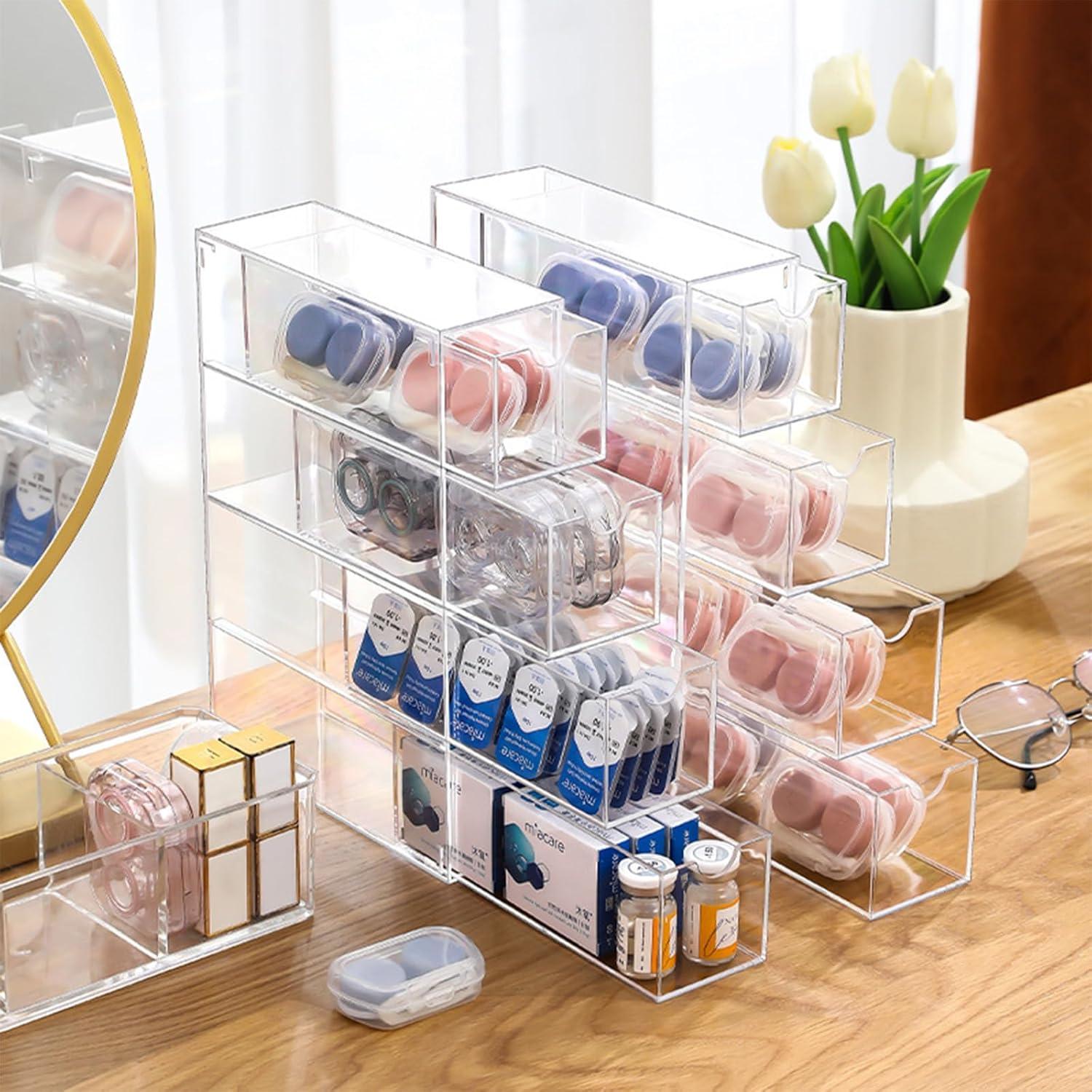 Organizador de Lentes de Contacto FQDGTFA con Etiquetas R y L