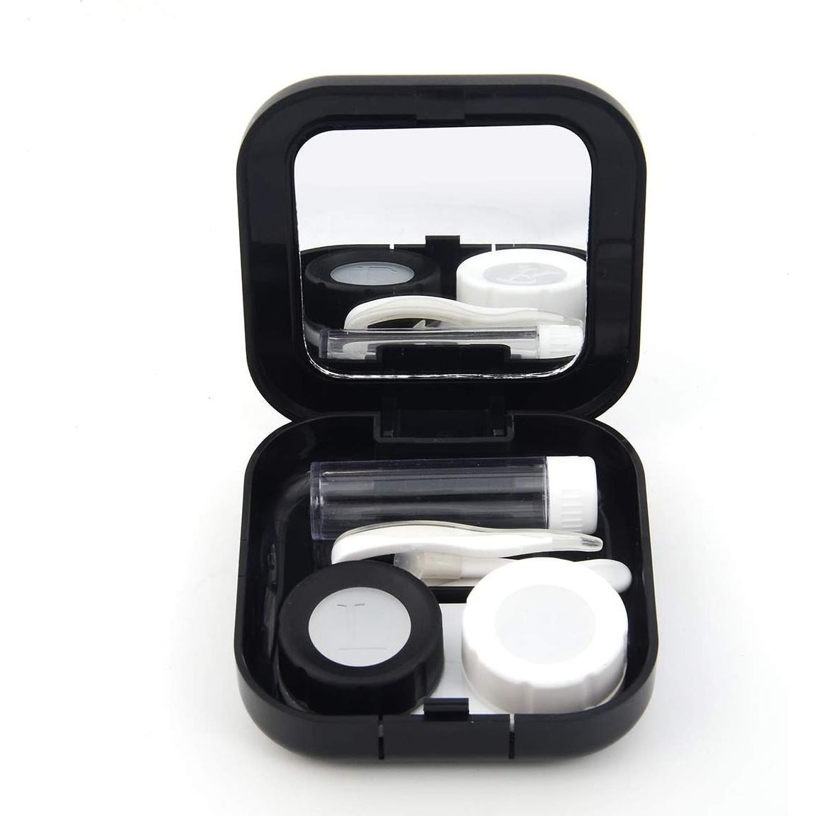 Estuche de Lentes de Contacto Portátil AHIER Negro con Accesorios