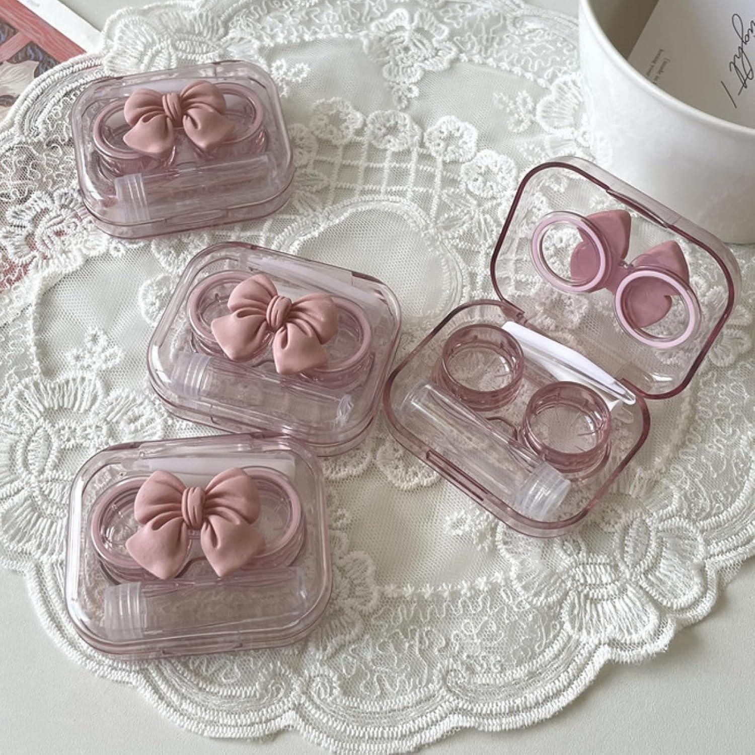 Estuche para Lentes de Contacto BEDARTIST Rosa Lazo 3D 4 Piezas