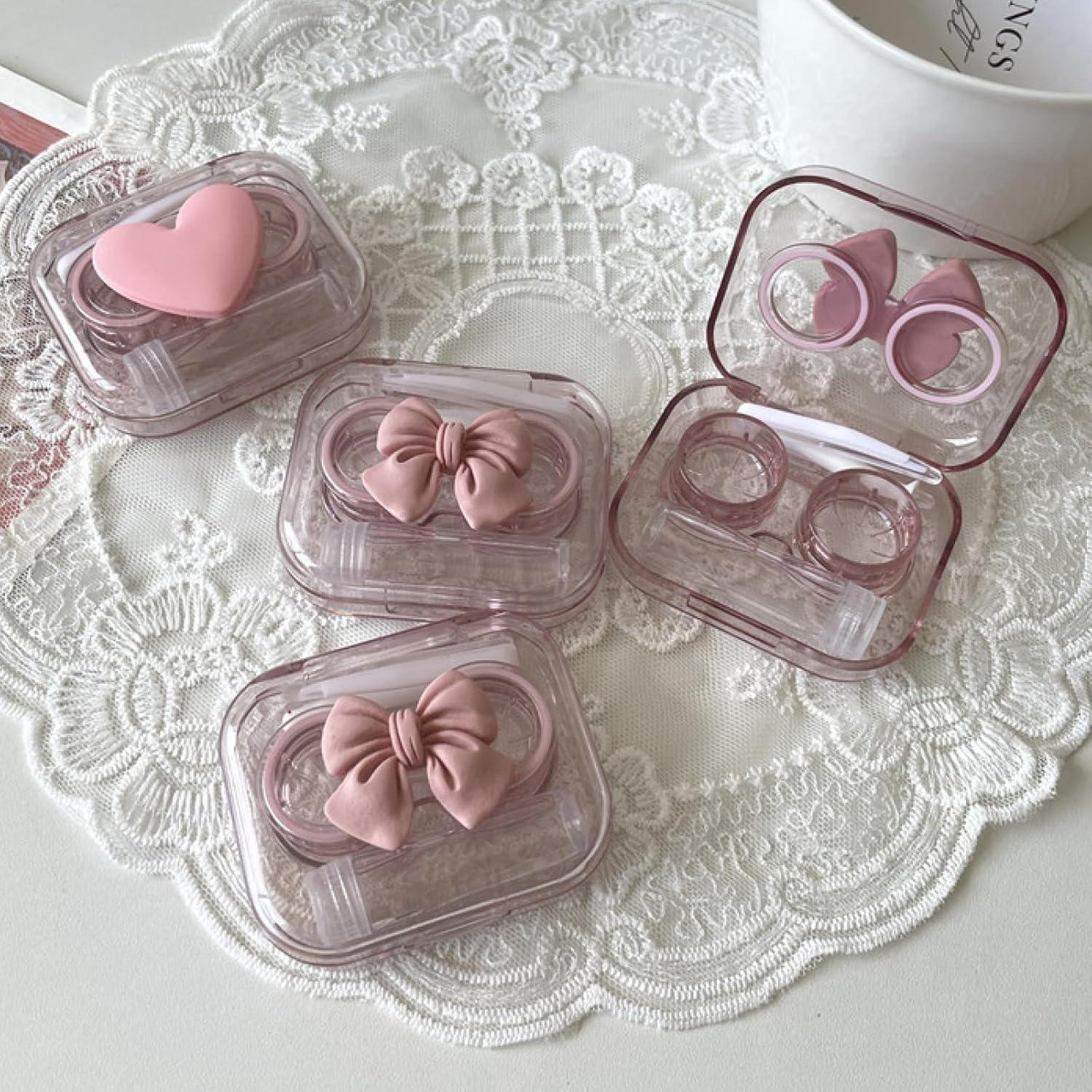 Estuche para Lentes de Contacto BEDARTIST Rosa Lazo 3D 4 Piezas