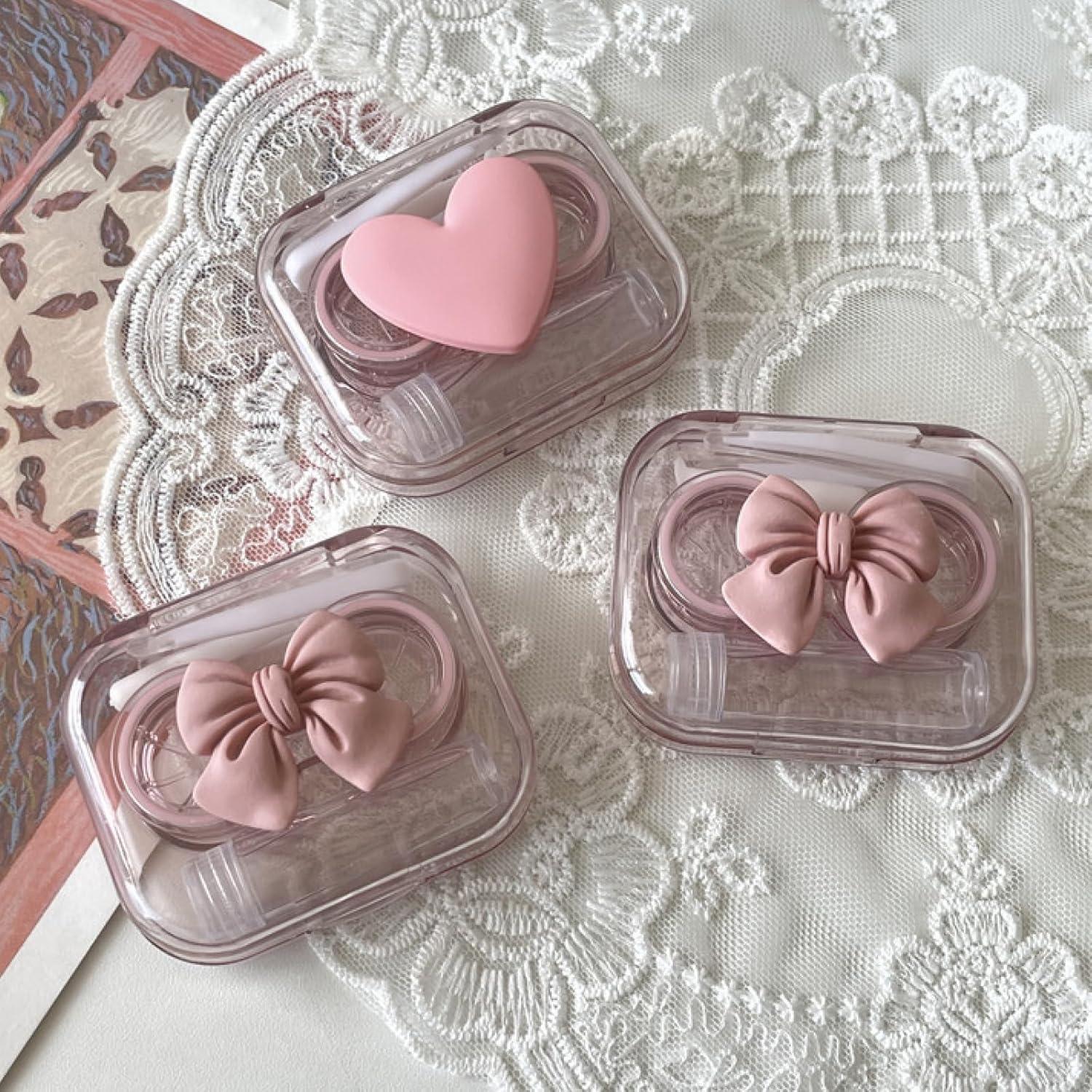 Estuche para Lentes de Contacto BEDARTIST Rosa Lazo 3D 4 Piezas