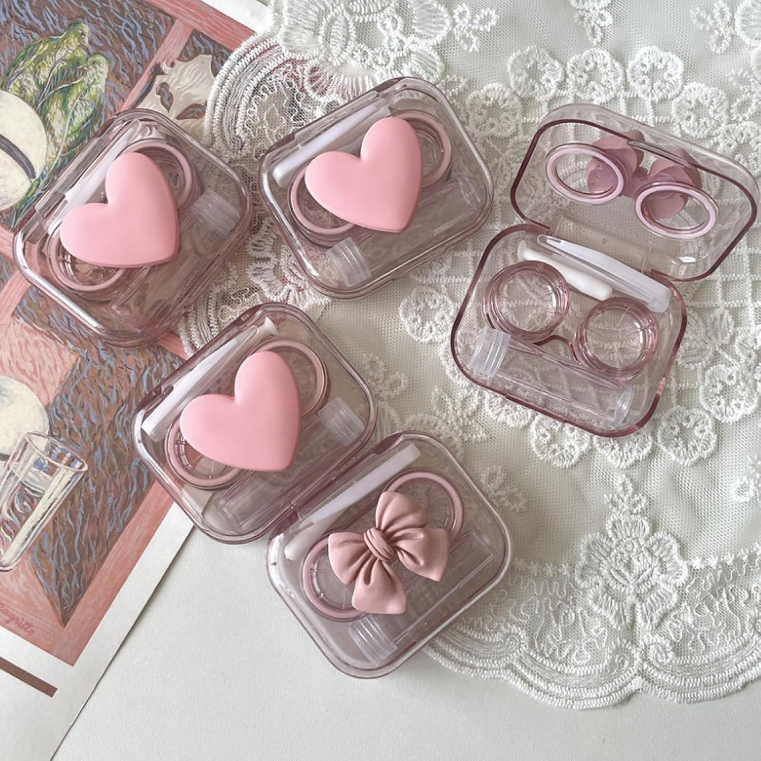 Estuche para Lentes de Contacto BEDARTIST Rosa Lazo 3D 4 Piezas