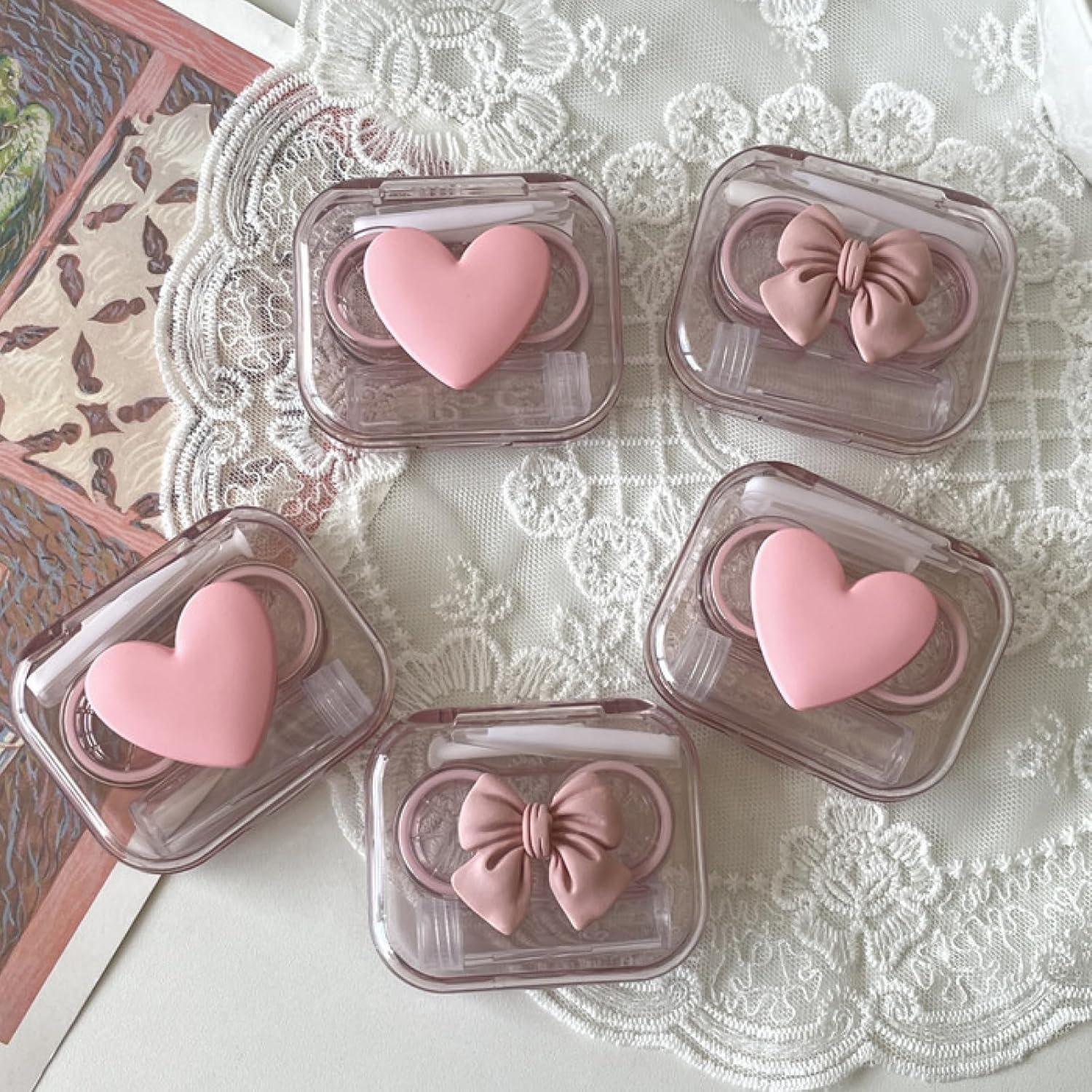 Estuche para Lentes de Contacto BEDARTIST Rosa Lazo 3D 4 Piezas