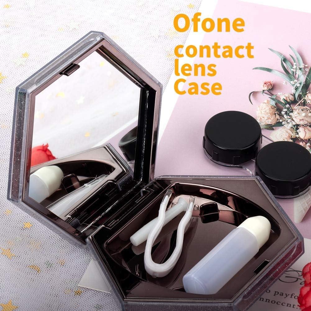 Estuche para Lentes de Contacto Ofone Negro con Espejo y Accesorios