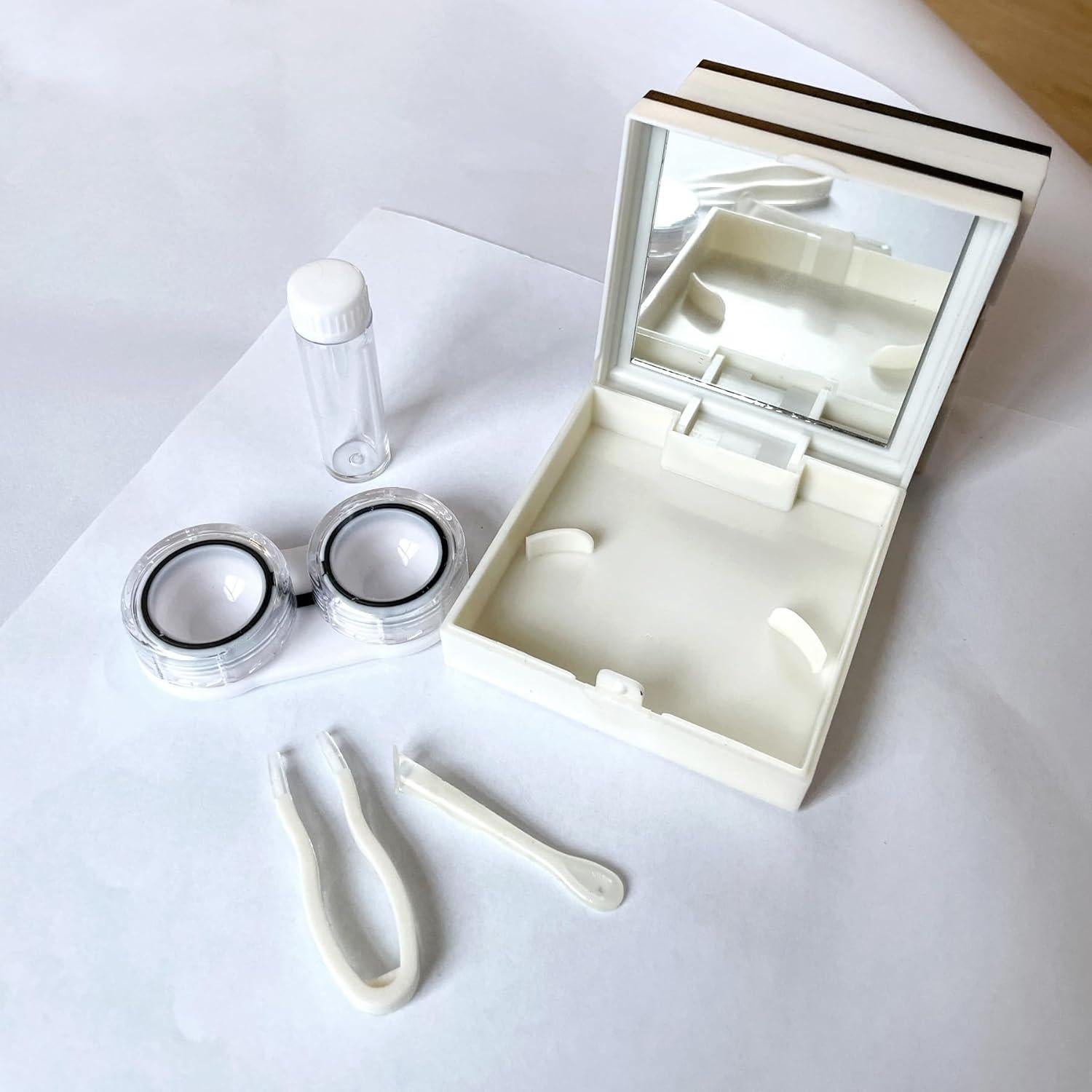 Estuche para Lentes de Contacto Blanco 5 en 1 con Espejo