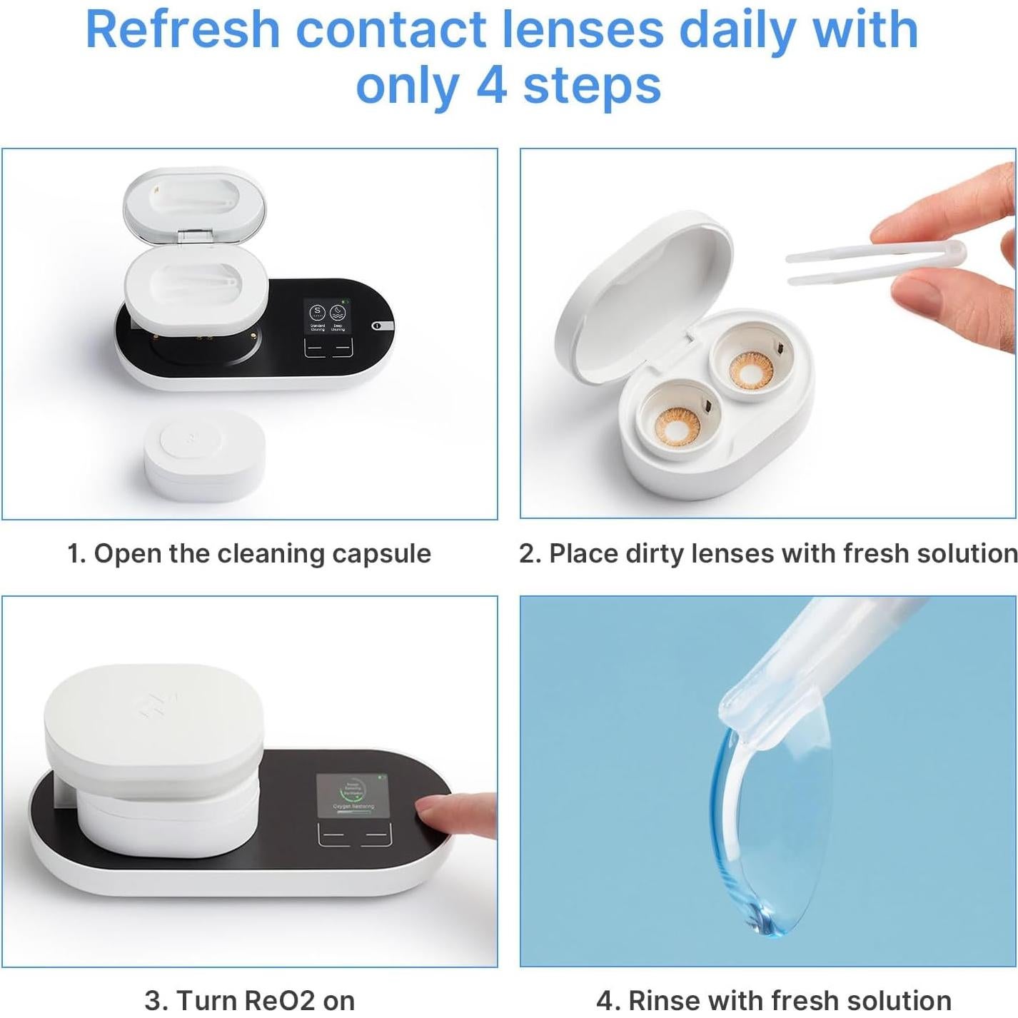 Limpiador de Lentes de Contacto ReO2 Soft con Tecnología Elepy
