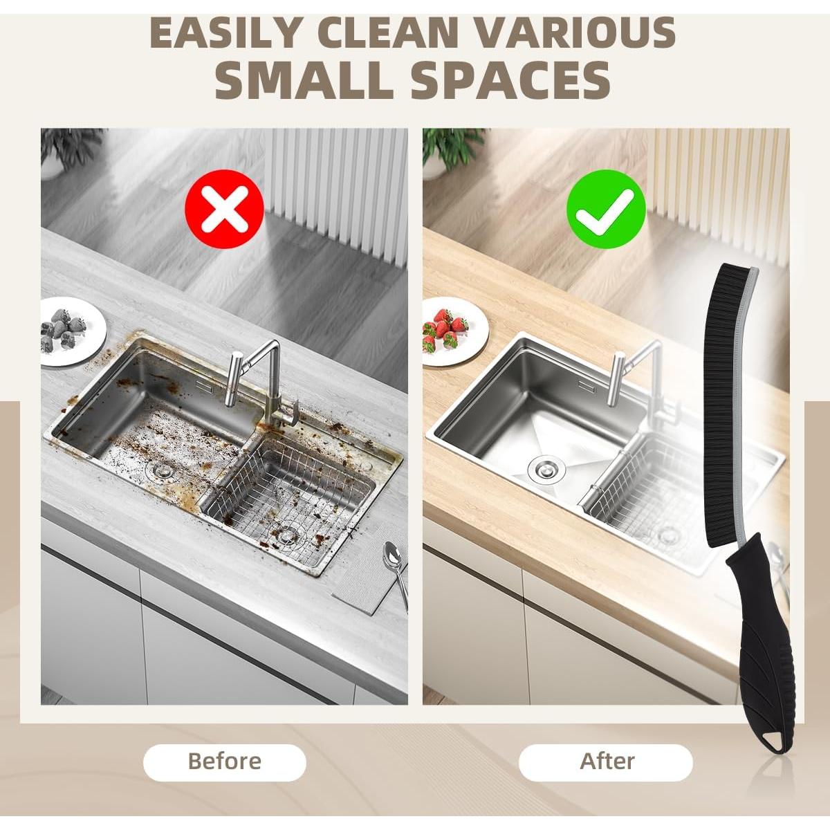 Cepillo de limpieza de ranuras SXhyf - Cerdas duras, Negro