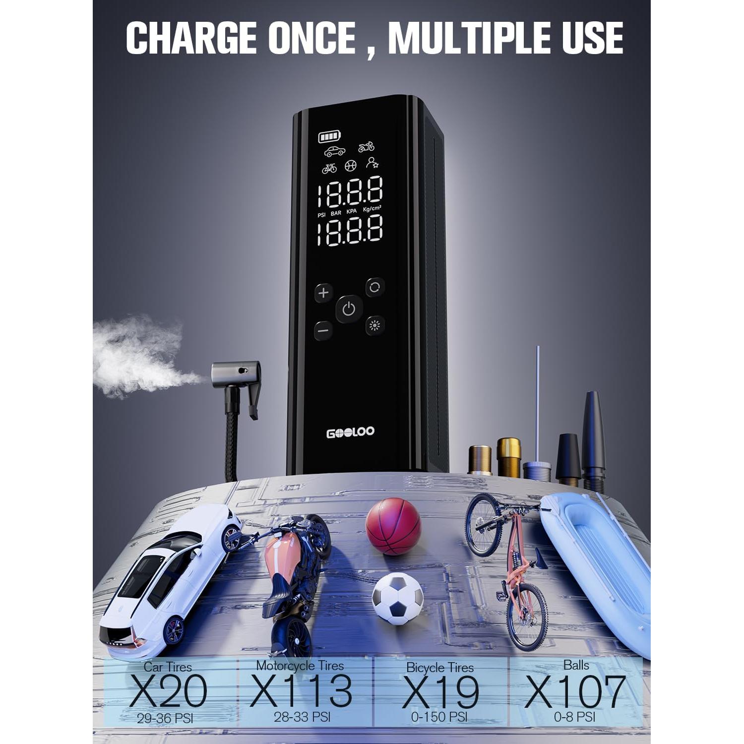 GOOLOO GT150 Inflador de Neumáticos 150 PSI Portátil