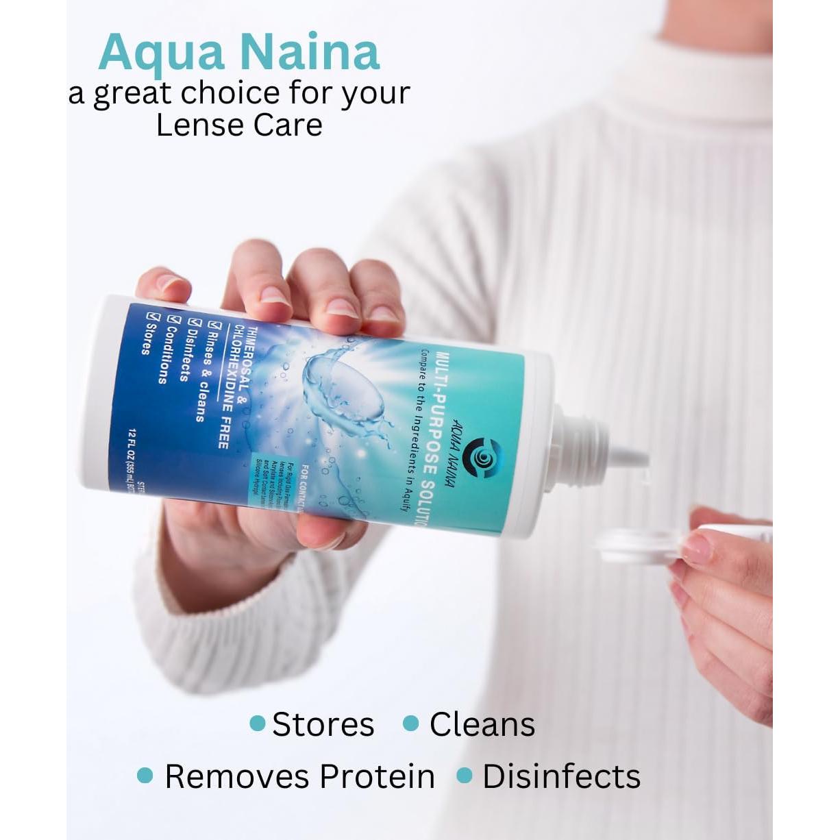 Solución de Contacto Aqua Naina - 354 ml Sin Conservantes - Paquete de 2