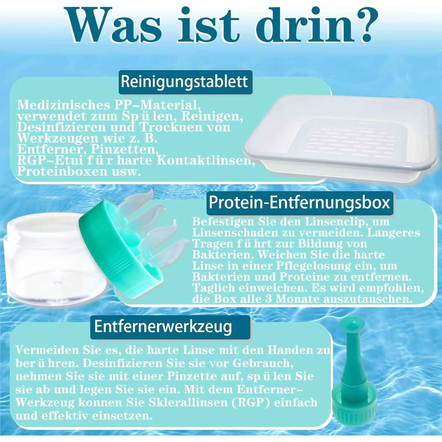Kit de Cuidado de Lentes de Contacto Eagosion - 150ml, Bandeja y Herramientas