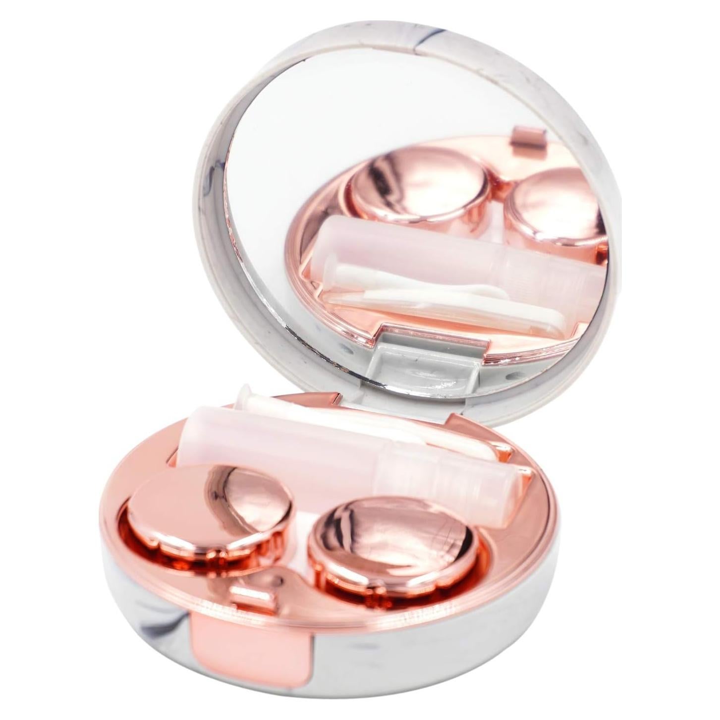 Estuche de Lentes de Contacto Honbay Redondo Dorado Rosa