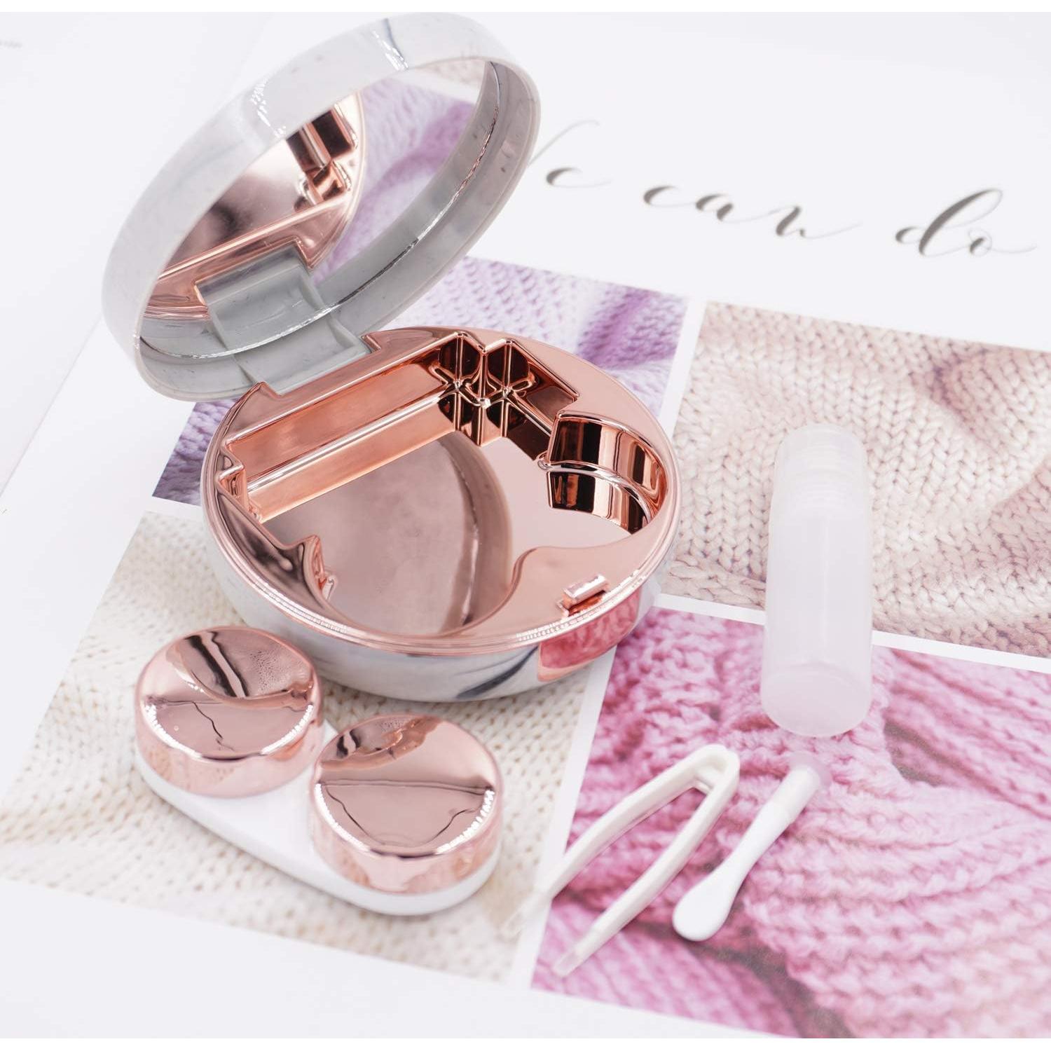 Estuche de Lentes de Contacto Honbay Redondo Dorado Rosa