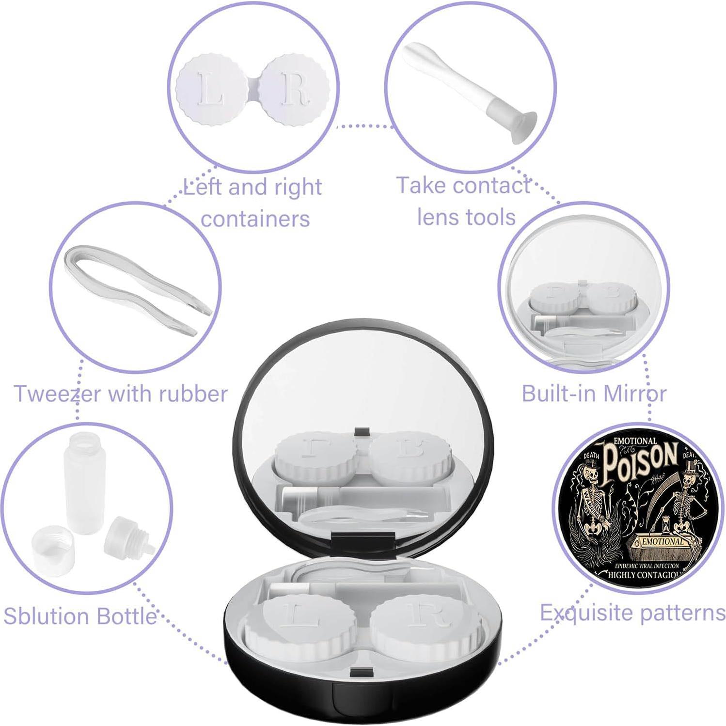 Estuche de Lentes de Contacto RETUIOS Kit de Viaje Negro