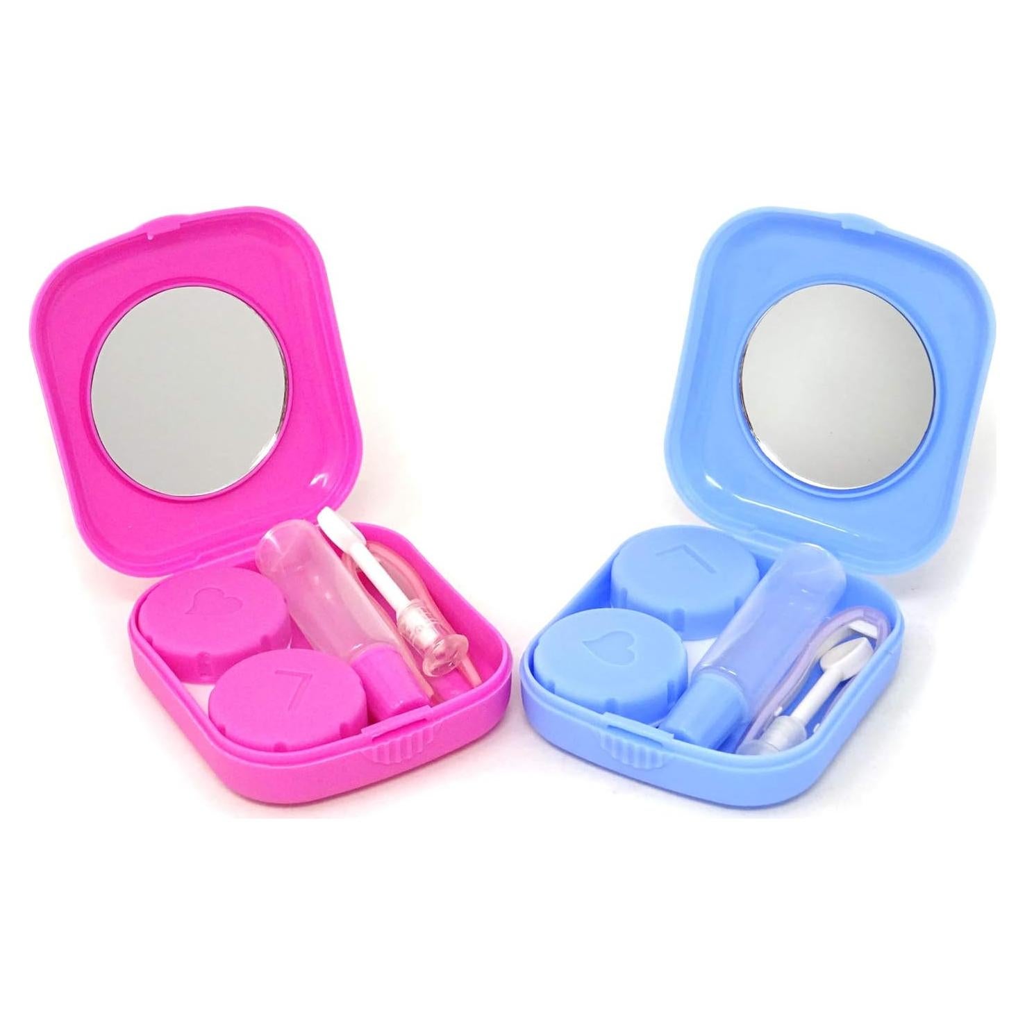 Estuche de Lentes de Contacto Portátil Honbay 2 Piezas Azul/Rosa