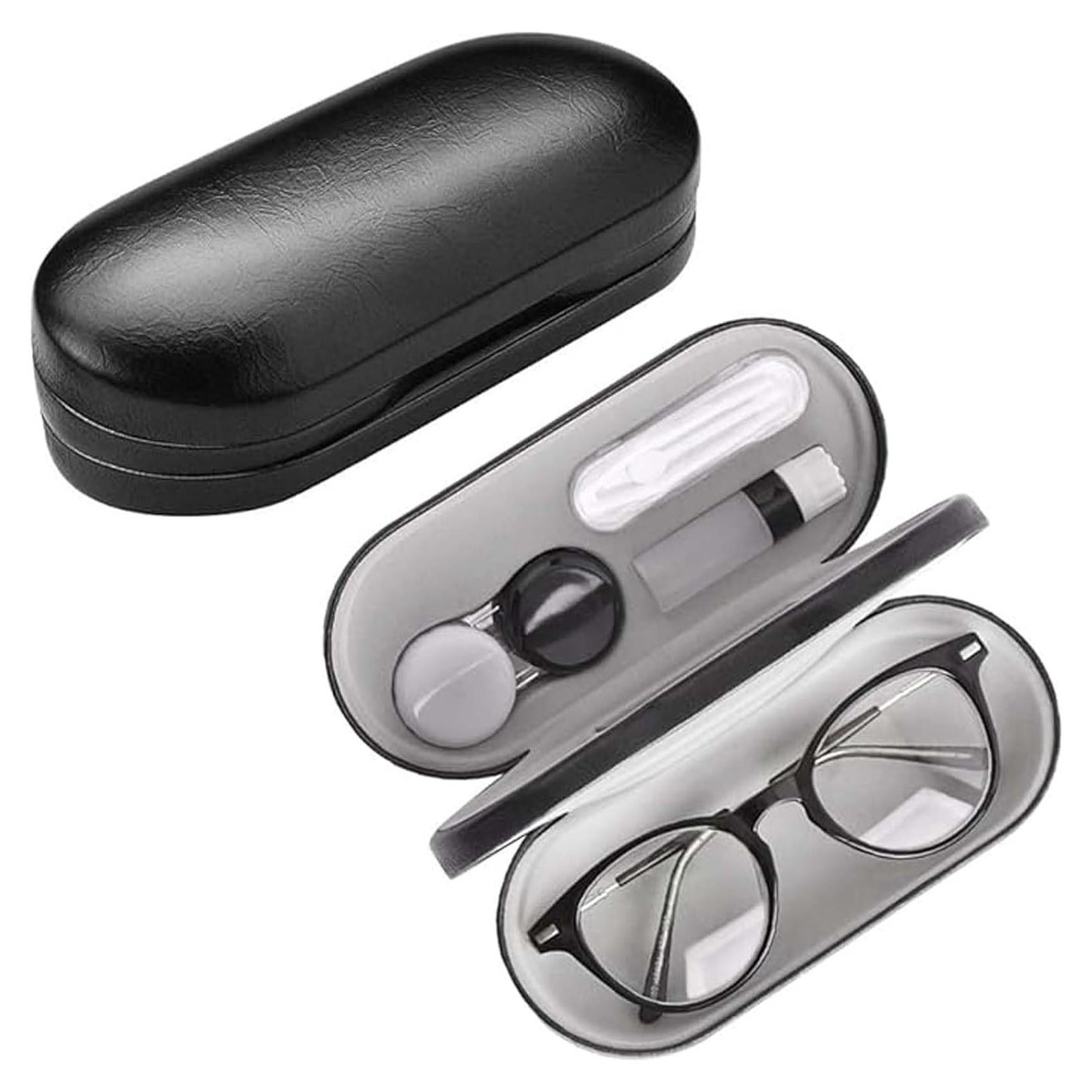 Estuche de Gafas 2 en 1 Negro con Lentes de Contacto