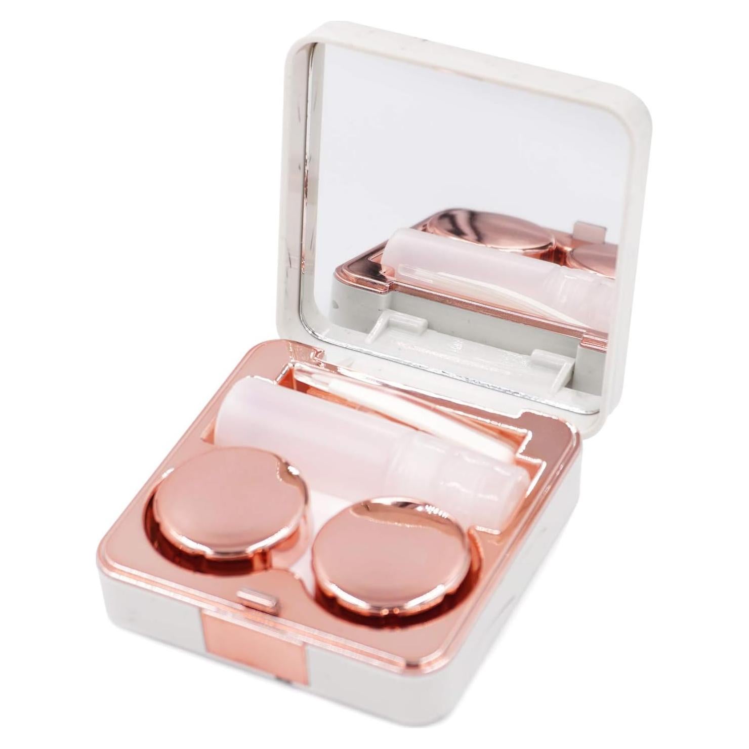 Estuche de Lentes de Contacto Honbay Cuadrado Dorado Rosa