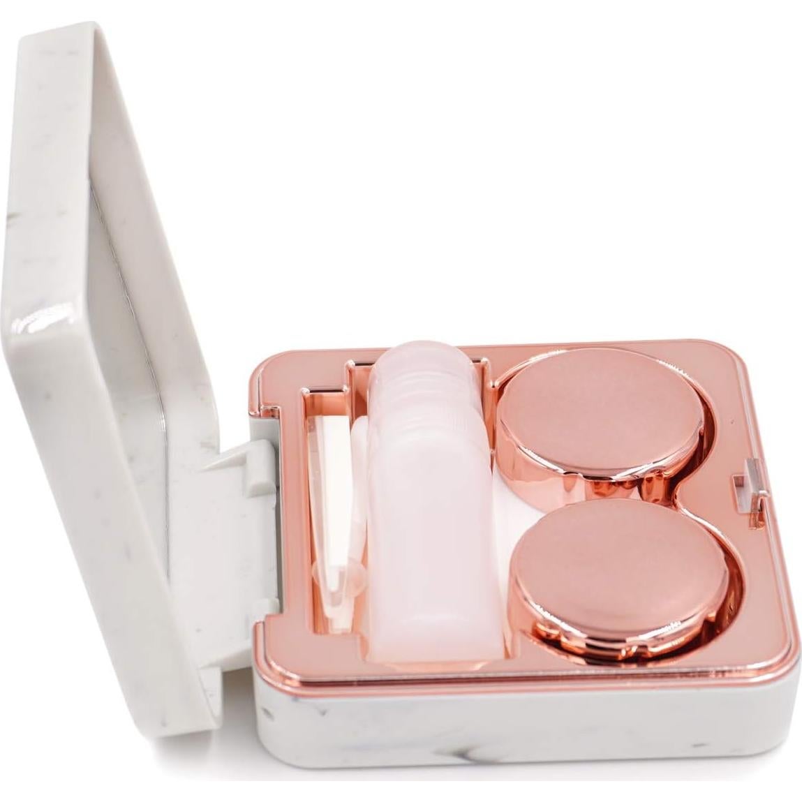 Estuche de Lentes de Contacto Honbay Cuadrado Dorado Rosa