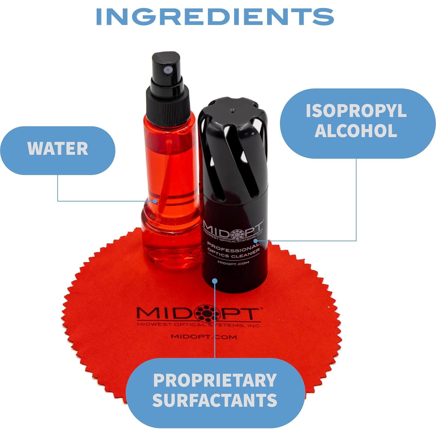 Limpiador Óptico Profesional MidOpt POC1 + Paño Microfibra 59.1 mL