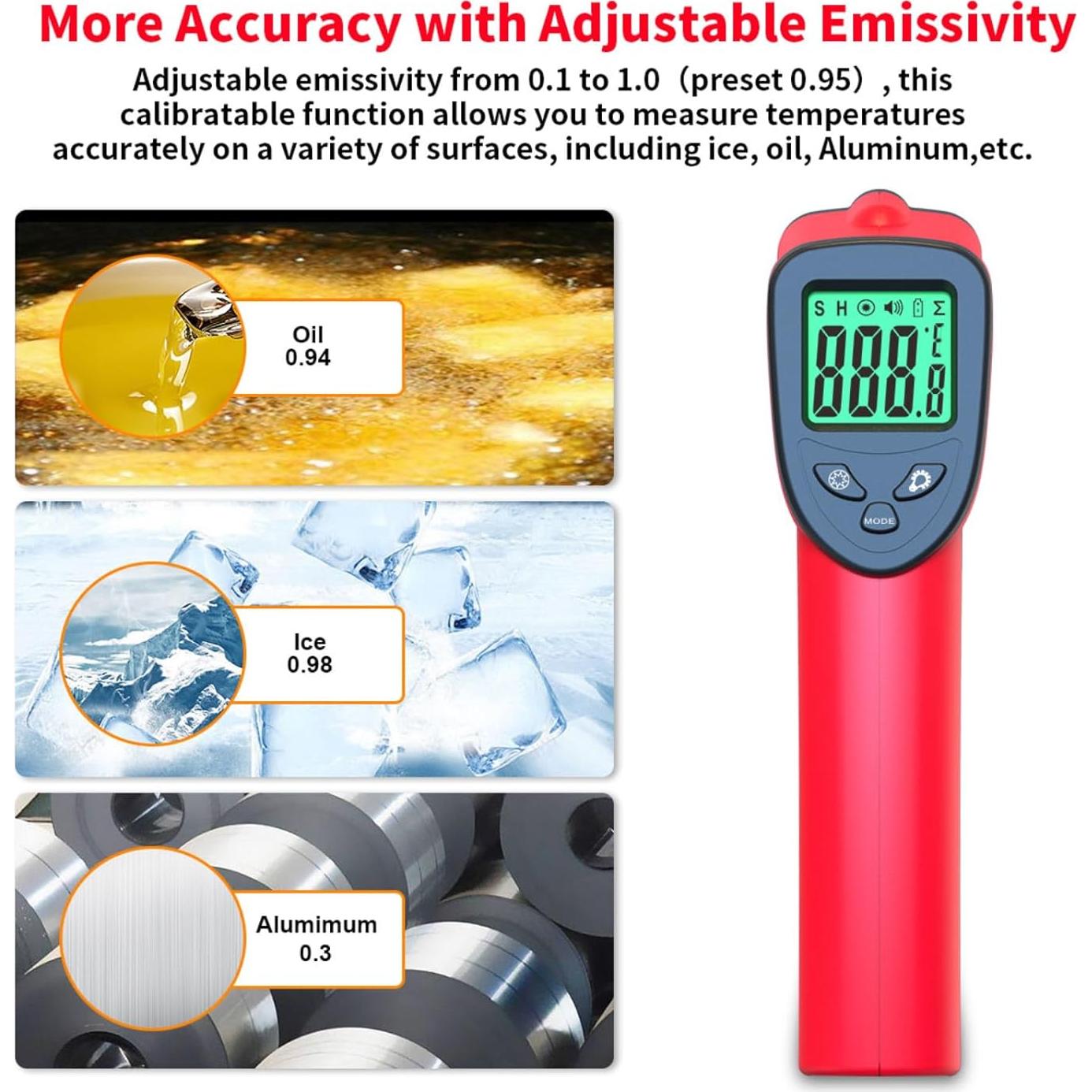 Termómetro Infrarrojo Digital Deasomiye GM-550 Rojo -50°C a 550°C
