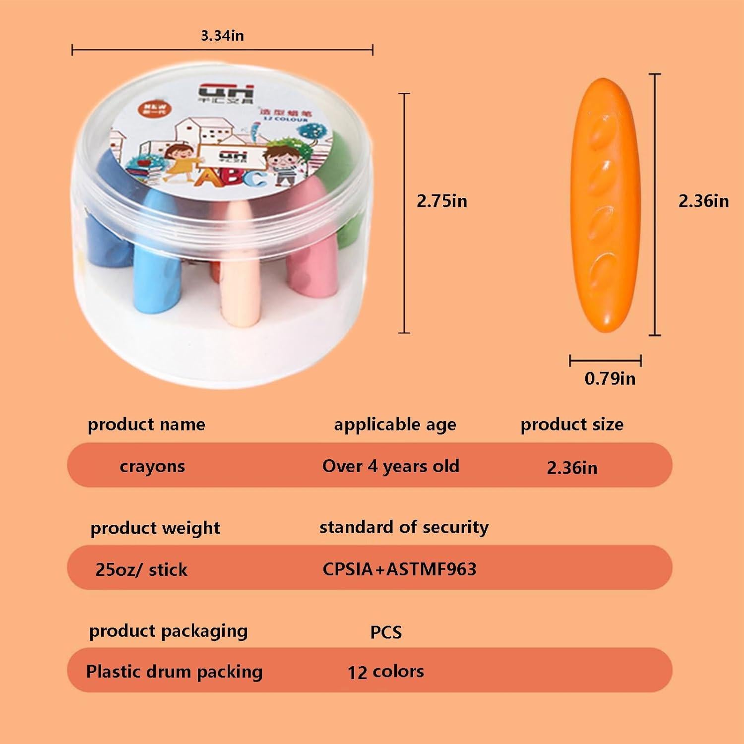 Crayones Lavables FXYRTKLCZ 12 Colores No Tóxicos