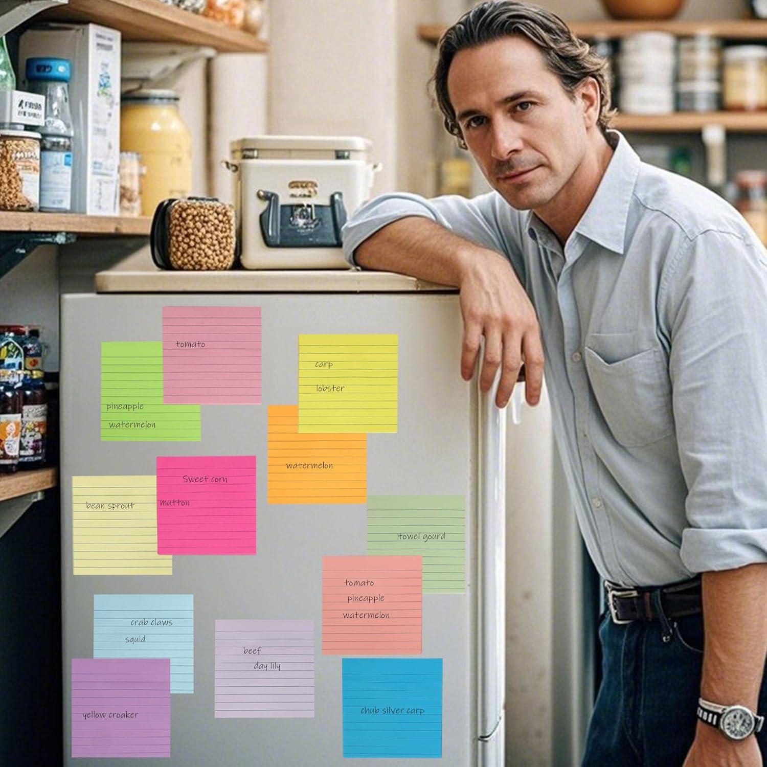 Paquete de 12 Notas Adhesivas Rayadas HCTBN 10x10 cm Brillantes