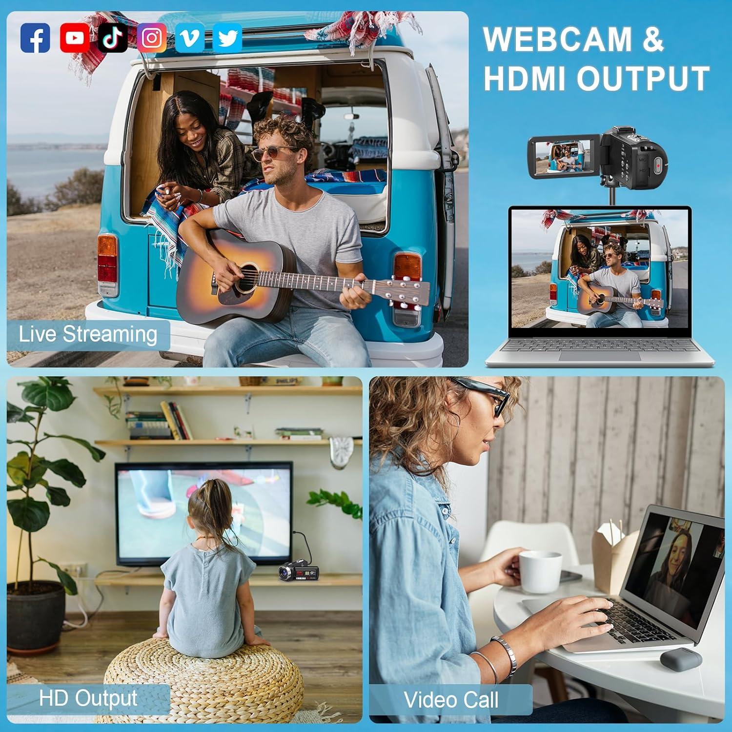 Cámara de video 8K SMIRLY 64MP con zoom 18X y WiFi