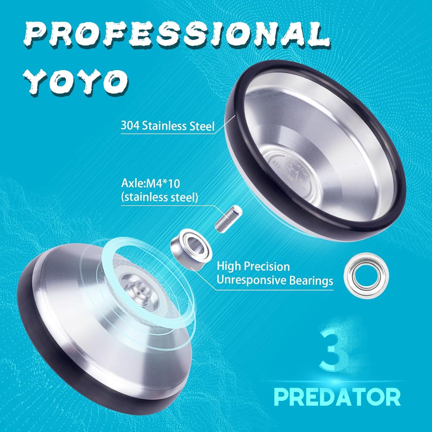 Yoyo Profesional Hksod Predator 3 No Responsivo Plata y Negro