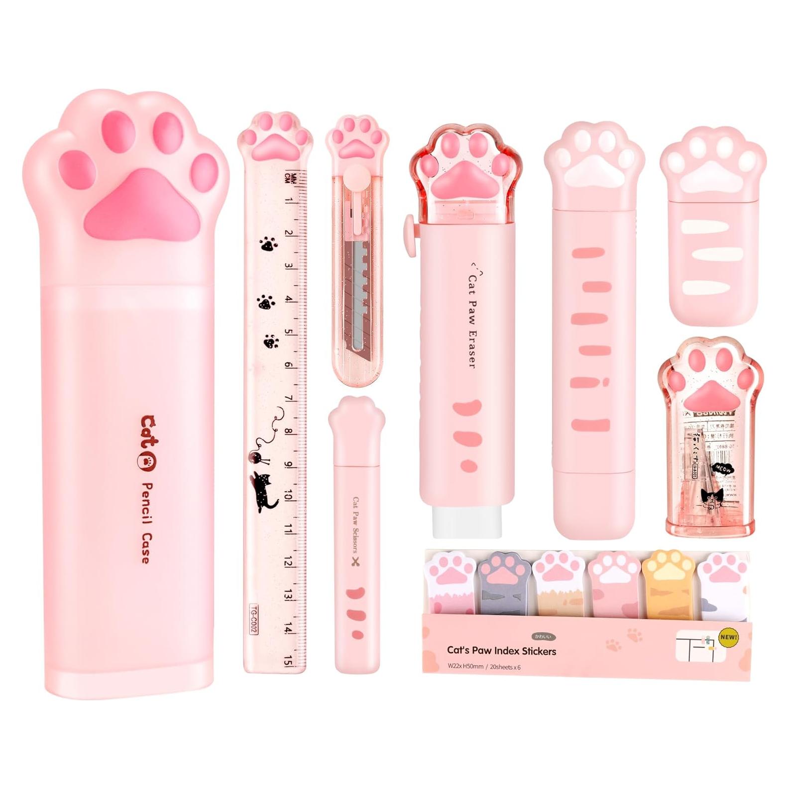 Conjunto de Papelería Kawaii PANDENNER Rosa - 10 Piezas