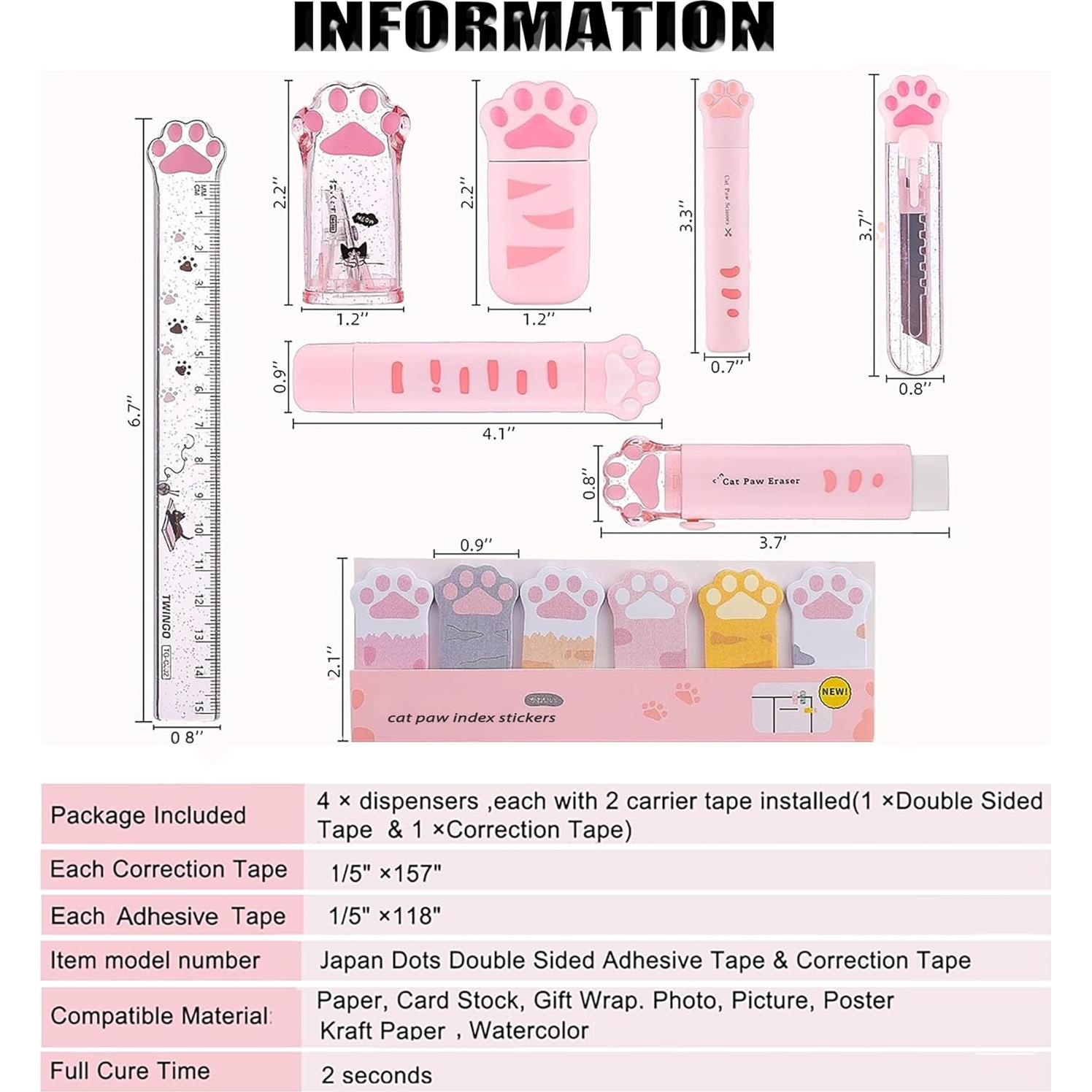 Conjunto de Papelería Kawaii PANDENNER Rosa - 10 Piezas