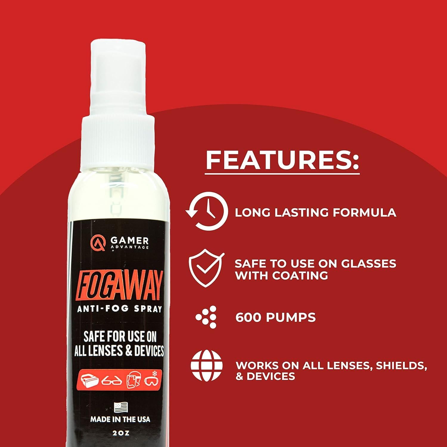 Spray Antivaho Gamer Advantage FogAway 59 ml - Para Gafas y Electrónica