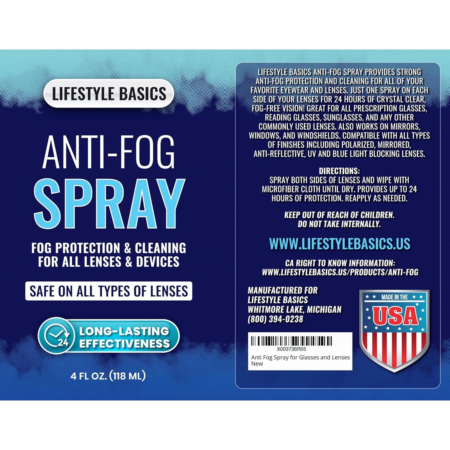 Spray Antivaho Lifestyle Basics para Gafas y Espejos - 3 Paños