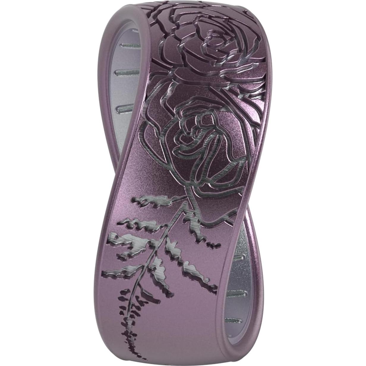 Anillo de Silicona Grabado Enso - Talla 5 - Ciruela Suave