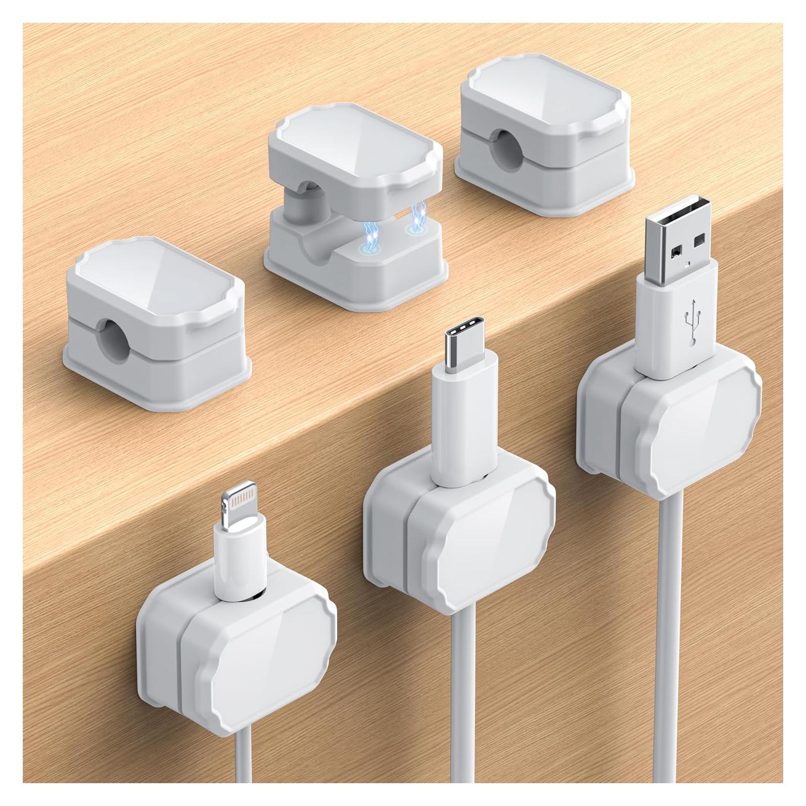 6 Clips de Cable Elástico KMOUANTS - Organizador de Escritorio