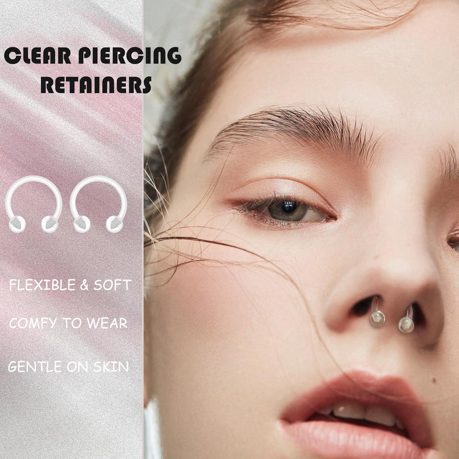 Set 60 Retenedores Transparentes Bioflex para Piercings