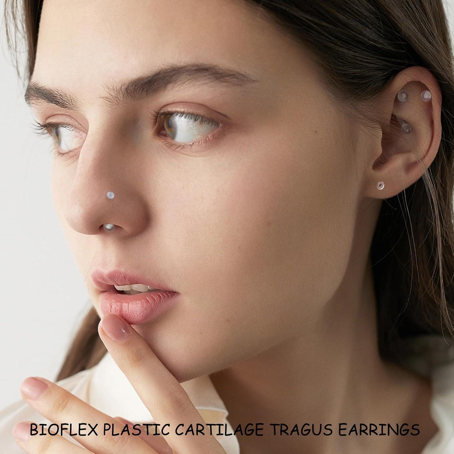 Set 60 Retenedores Transparentes Bioflex para Piercings