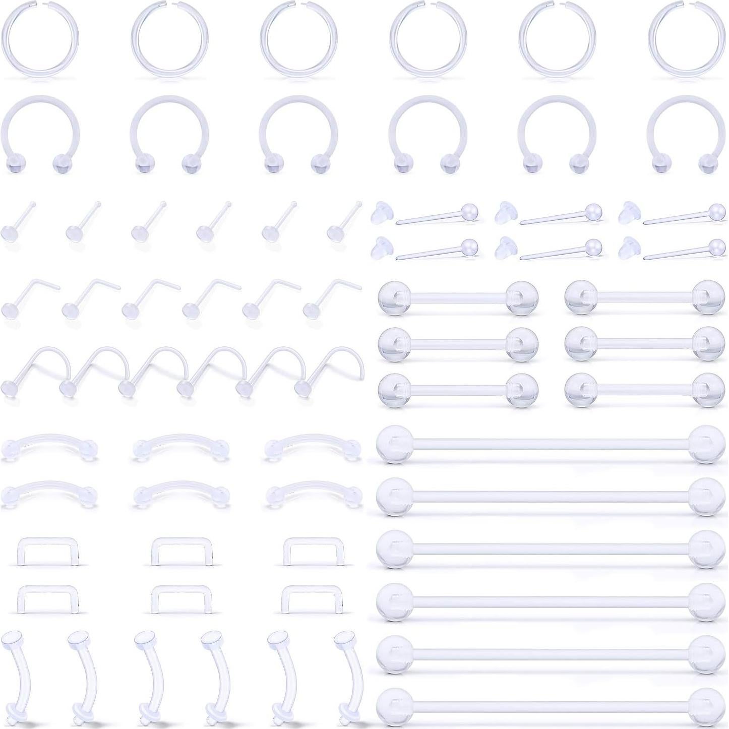 Set de 66 Retenedores de Piercing SCERRING Acrílico Claro