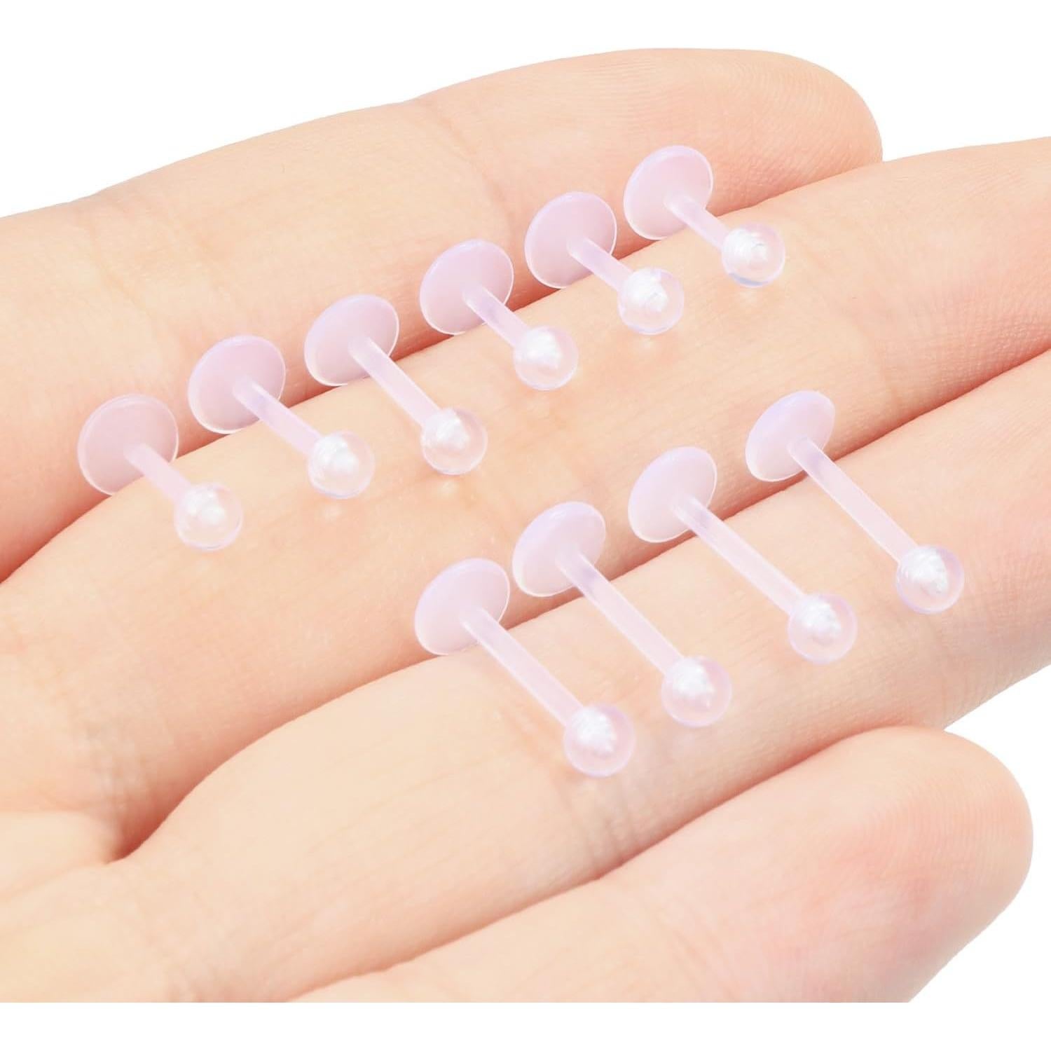 Pendientes Transparentes Lcolyoli 16G 10 Piezas 6-10mm