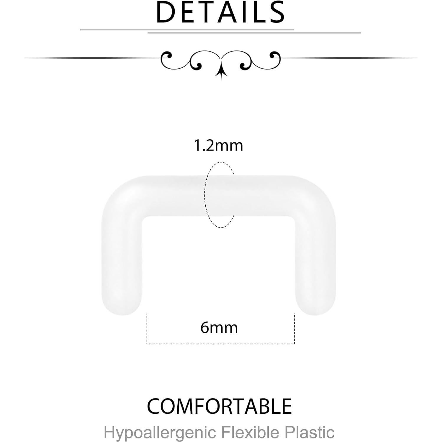 Retenedor de Septum Claro D.Bella 16G Bioflex Flexible 20 Piezas